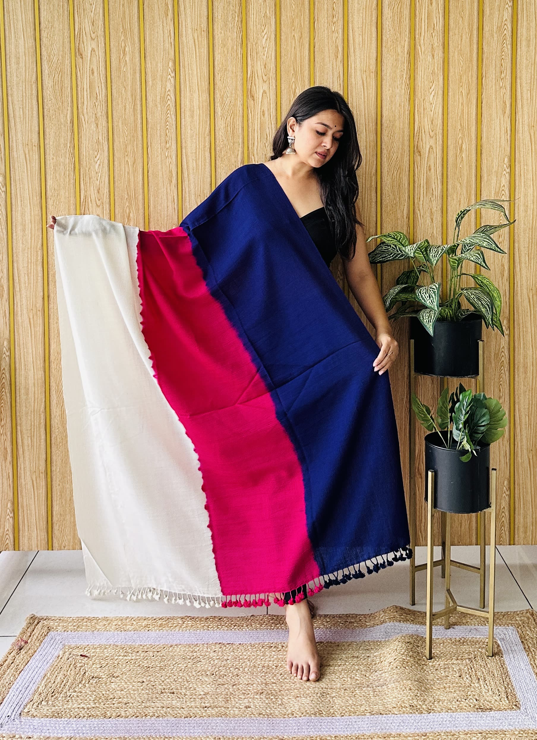 3 Shade Bhujodi Handwoven Marino Wool Shawl