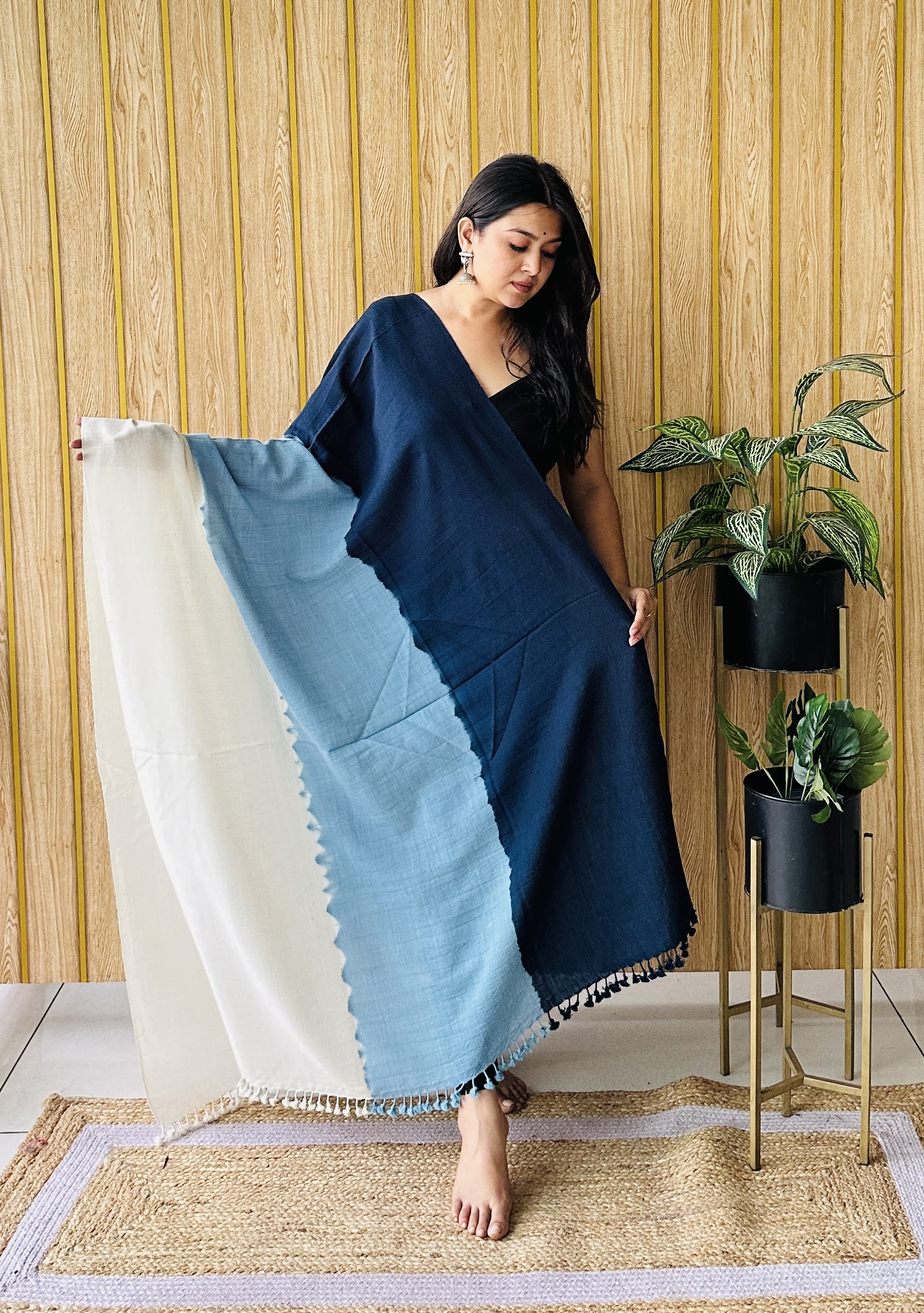 3 Shade Bhujodi Handwoven Marino Wool Shawl