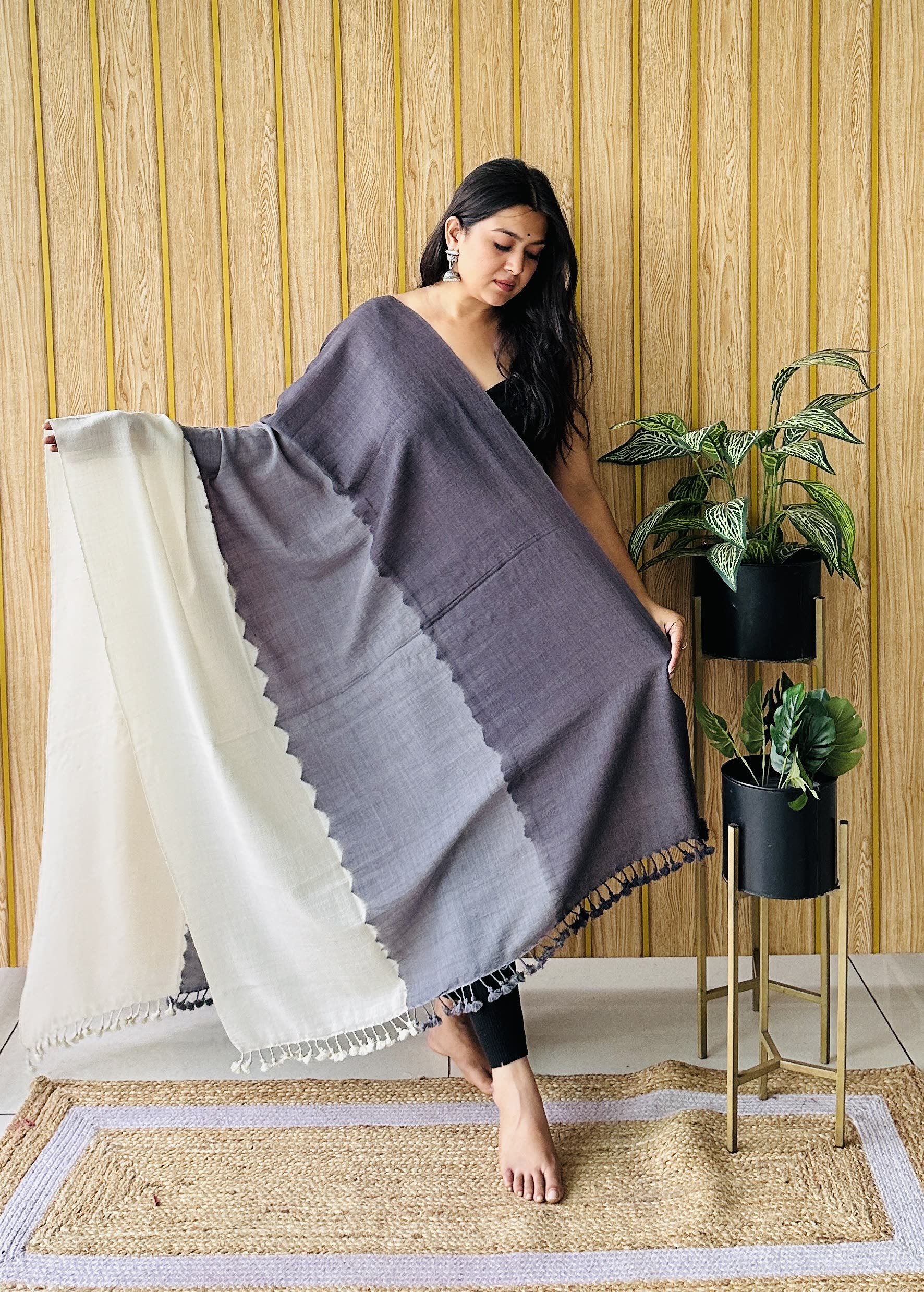 3 Shade Bhujodi Handwoven Marino Wool Shawl