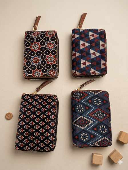 Ajarakh Flap Coin Mini Wallet (Set of 4 pcs)