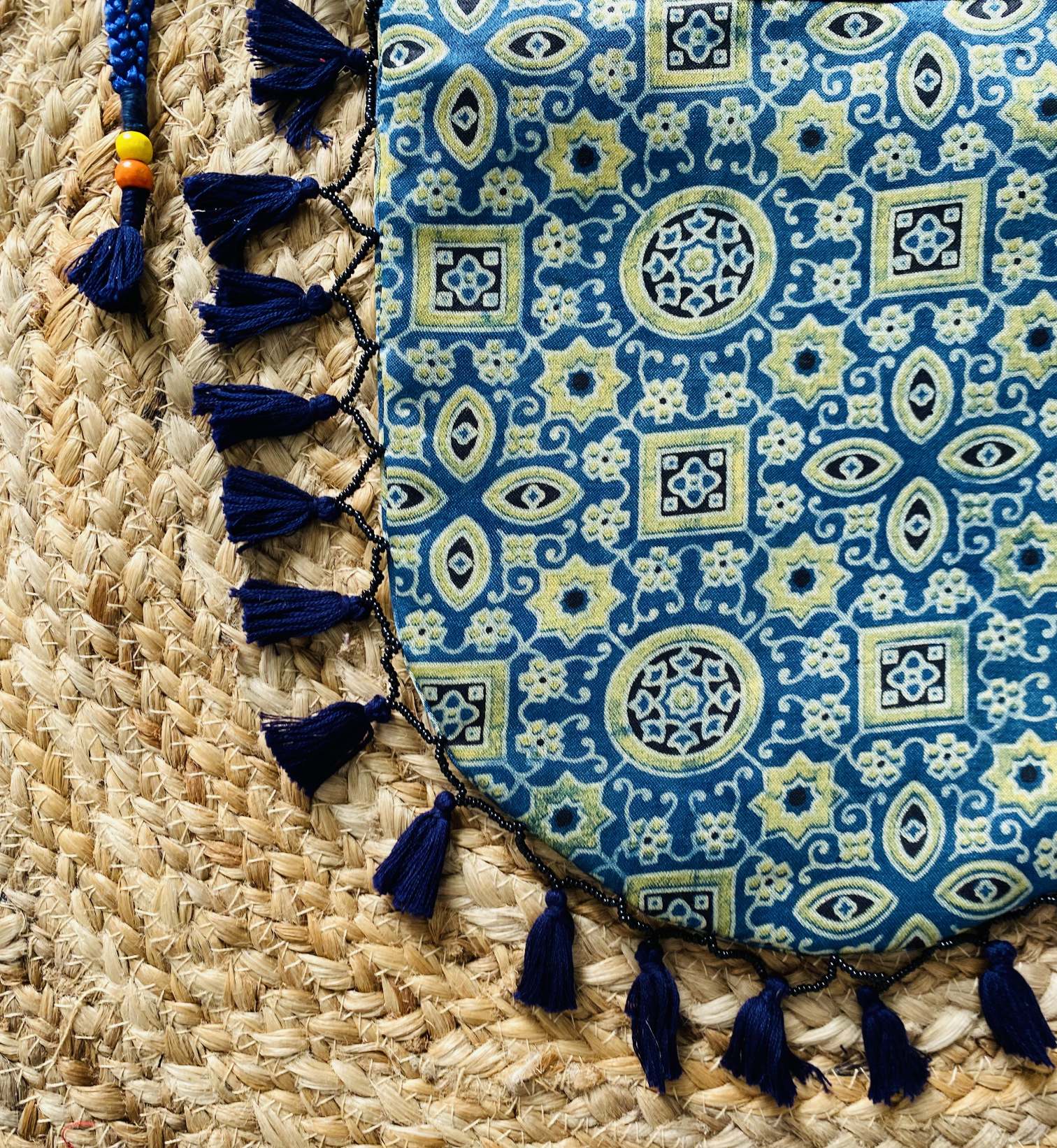 Ajarakh Bead Work Tessal Potli Bag