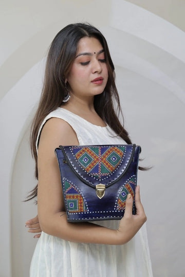 Blue Tri-Handwork Jat Punching Bucket - The Sling RAKHIYO