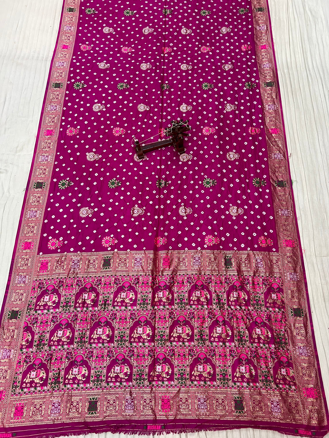 Pink Patola-Bandhani Dupian Silk Saree RAKHIYO