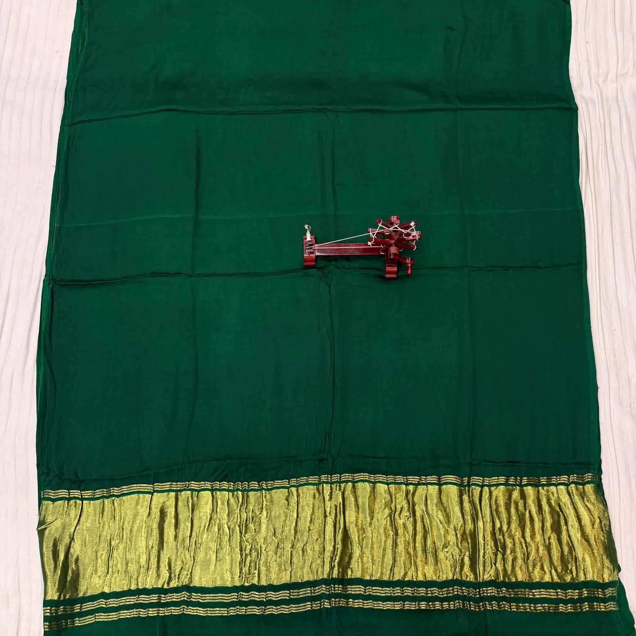 Green Plain Tissue Palla Modal Silk Saree RAKHIYO