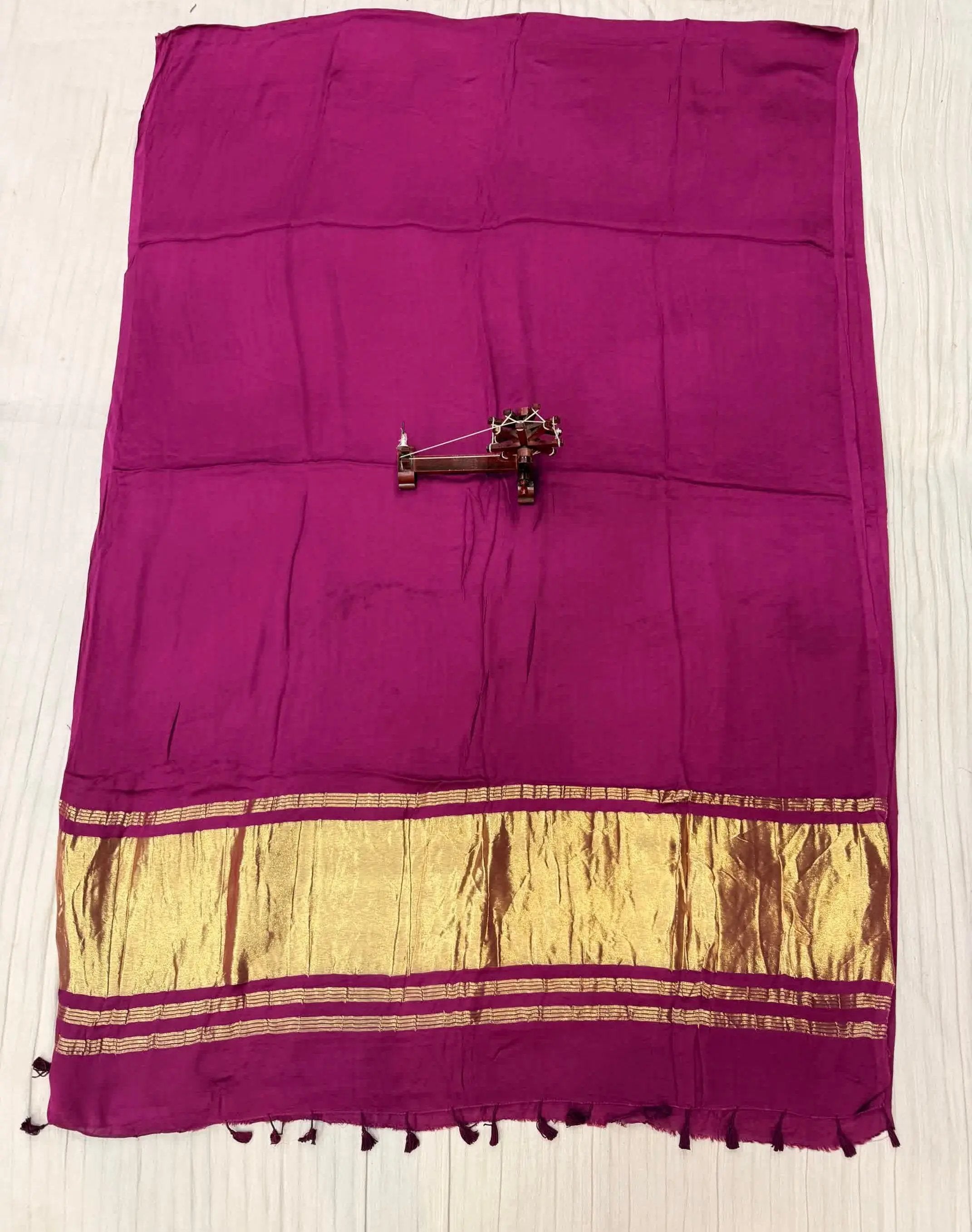 Purple Plain Tissue Palla Modal Silk Saree RAKHIYO