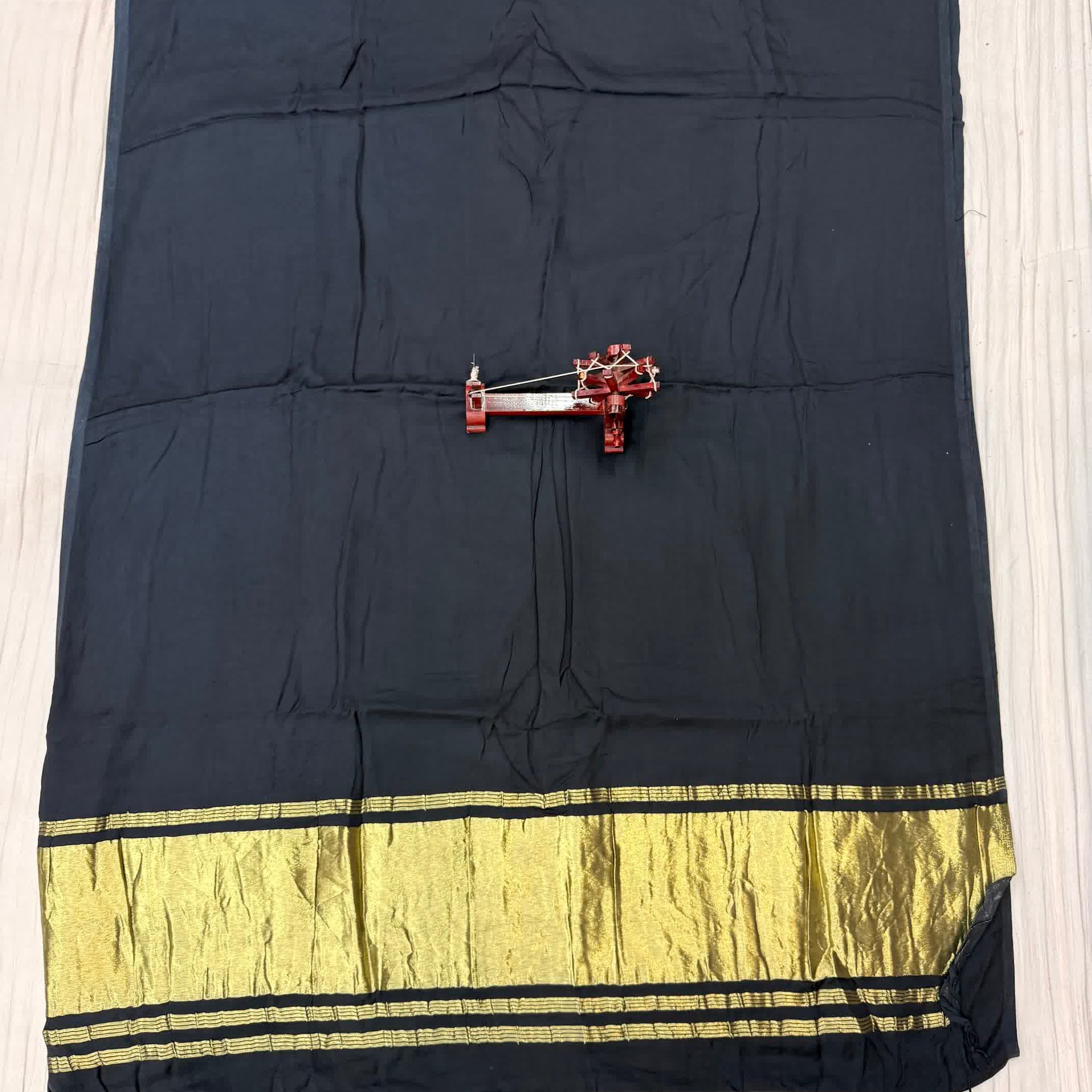 Black Plain Tissue Palla Modal Silk Saree RAKHIYO