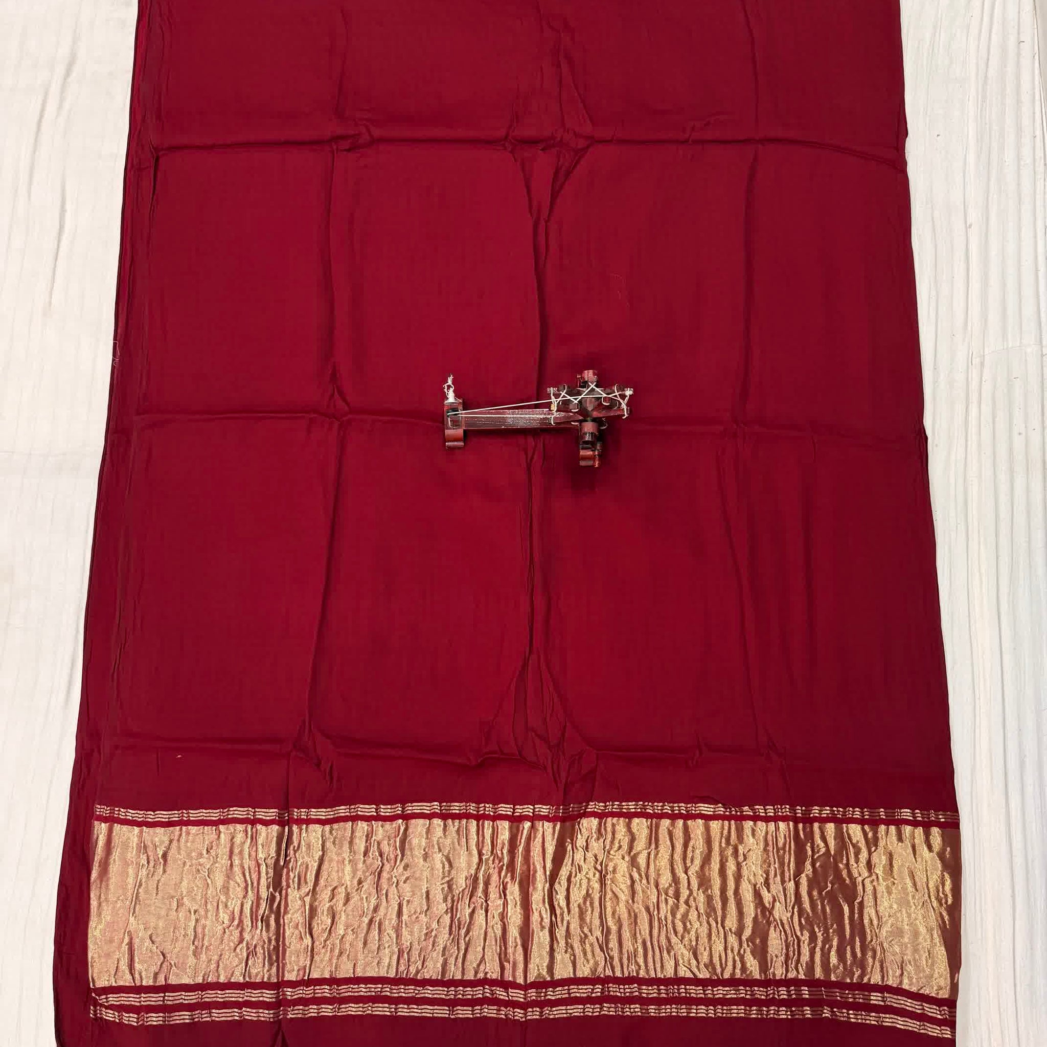 Maroon Plain Tissue Palla Modal Silk Saree RAKHIYO