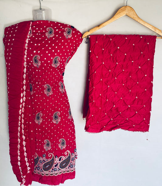 Lakhanavi Buta Bandhani Suit Material
