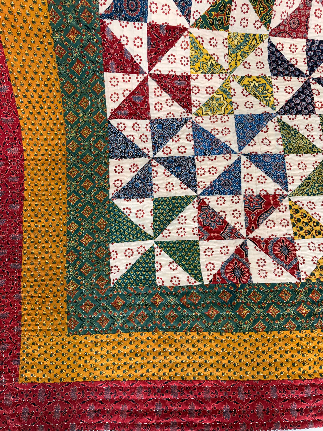 Ajarakh Cream Multi Patchwork Double Bed Godadi/Quilt