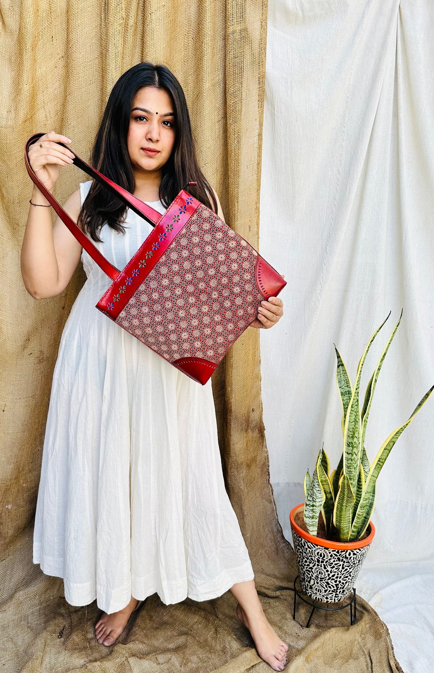 Ajarakh - The Maroon Sholder Bag