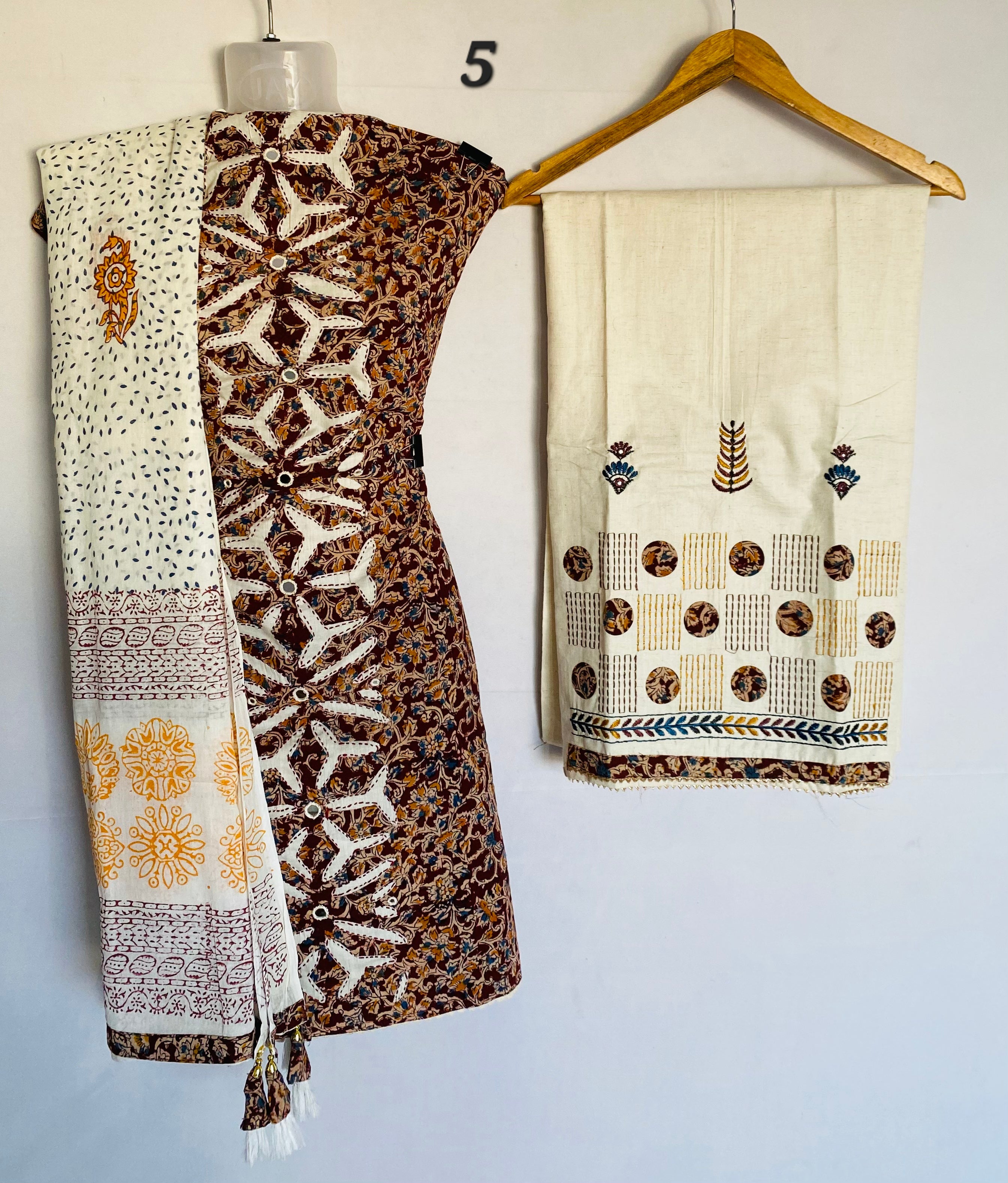 Applique Work Kalamkari Cotton Suit Material