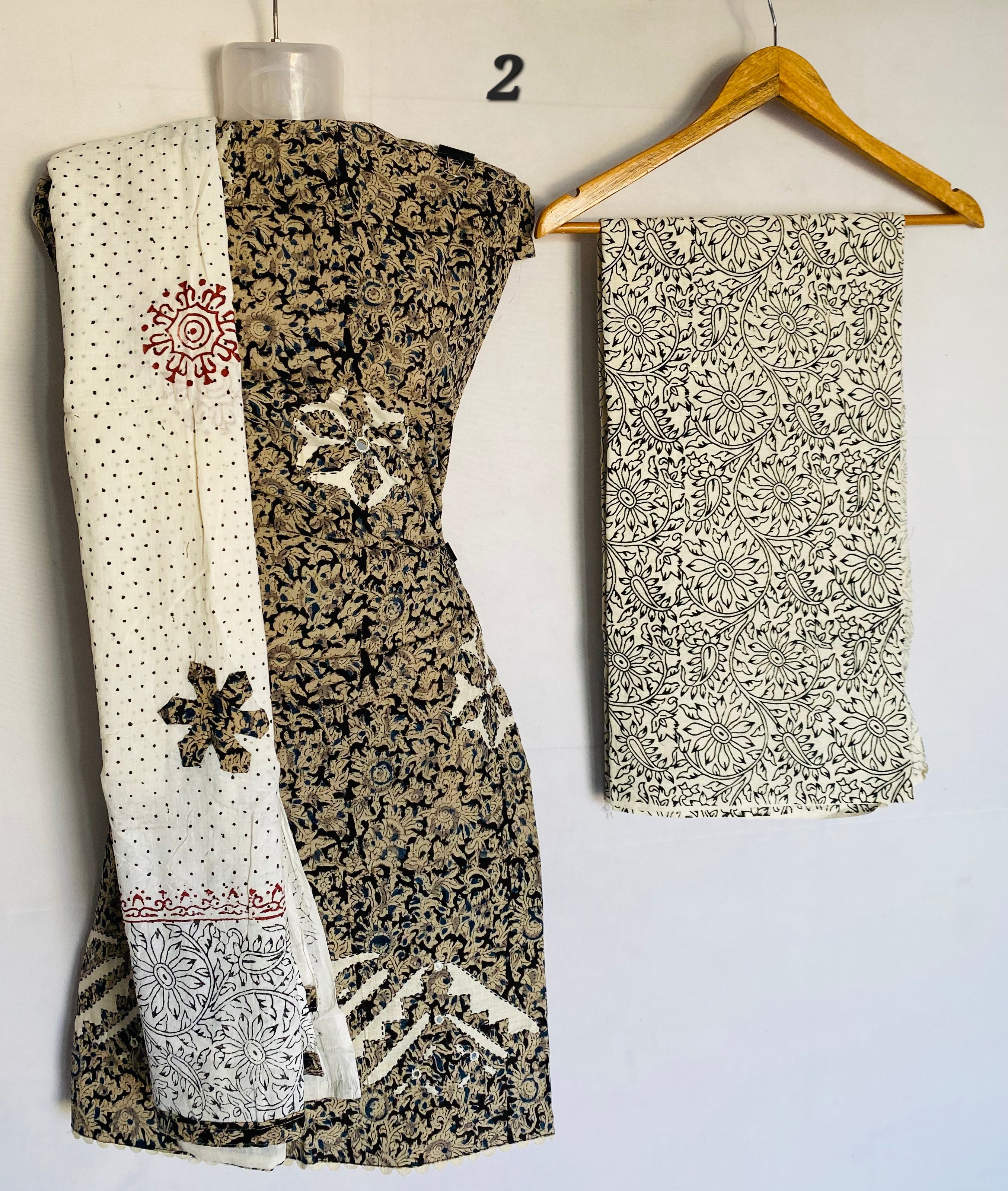 Applique Work Kalamkari Cotton Suit Material