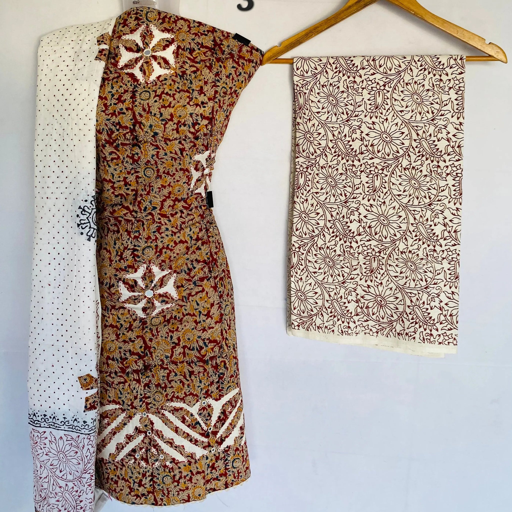 Applique Work Kalamkari Cotton Suit Material RAKHIYO