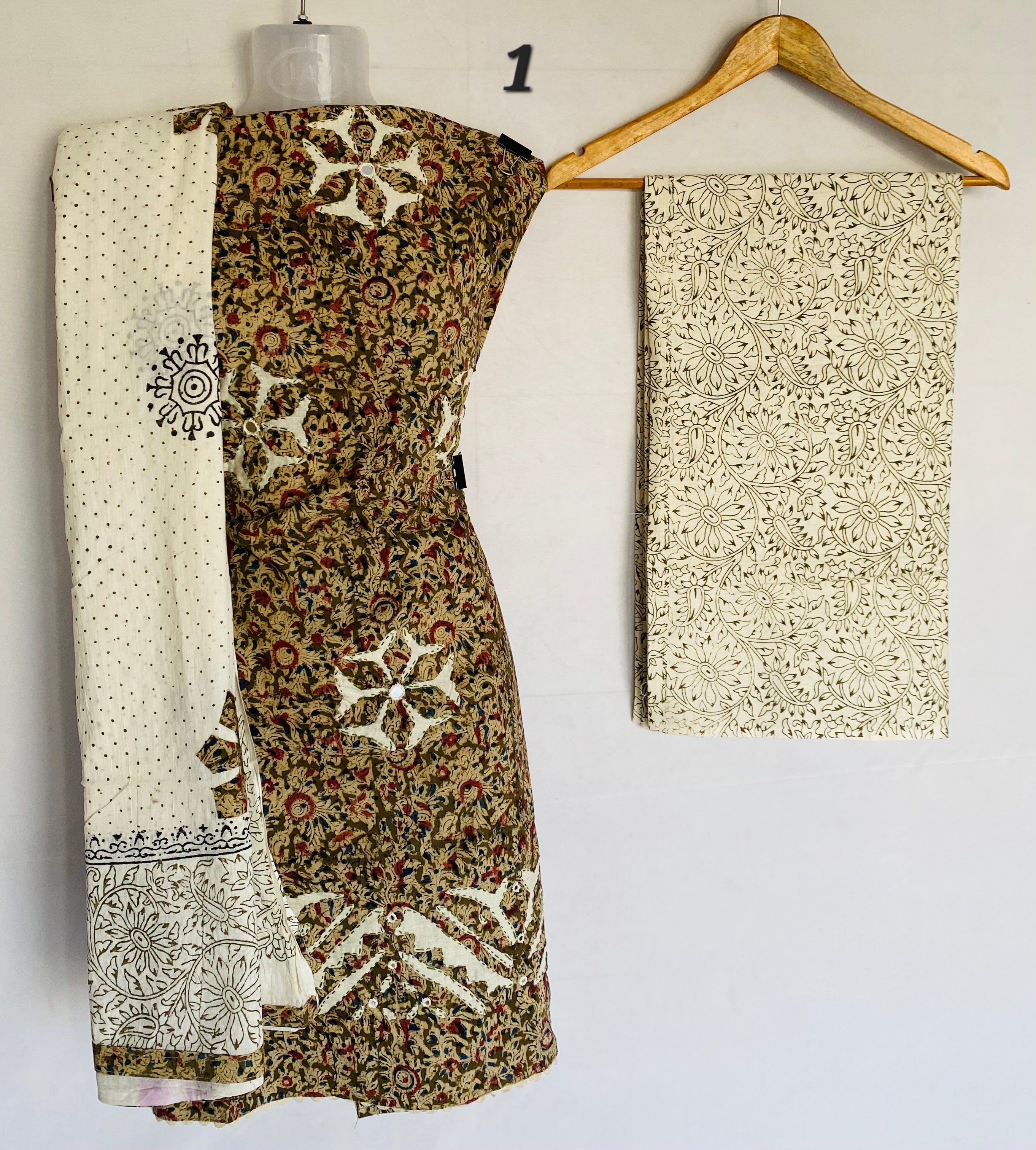 Applique Work Kalamkari Cotton Suit Material