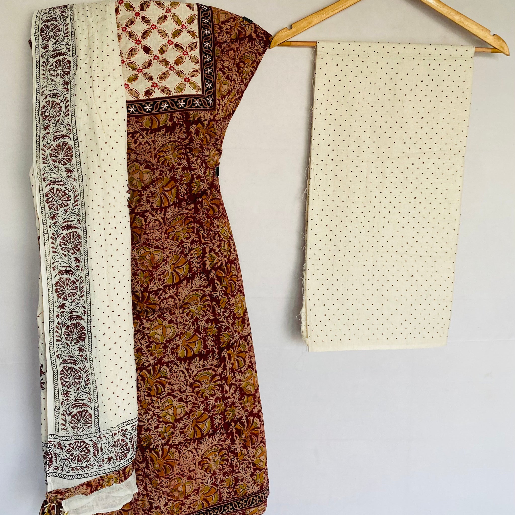 Applique Work Kalamkari Cotton Suit Material