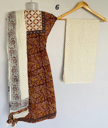 Applique Work Kalamkari Cotton Suit Material