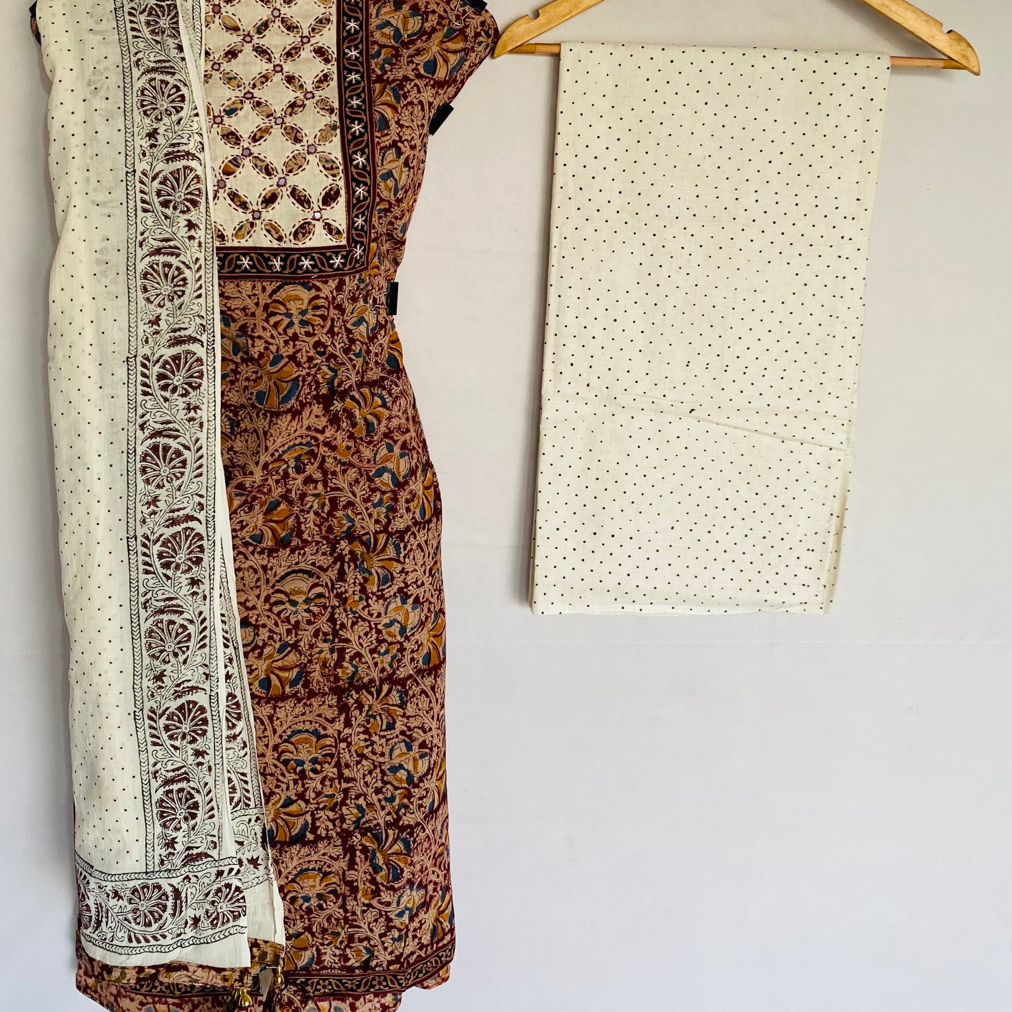 Applique Work Kalamkari Cotton Suit Material