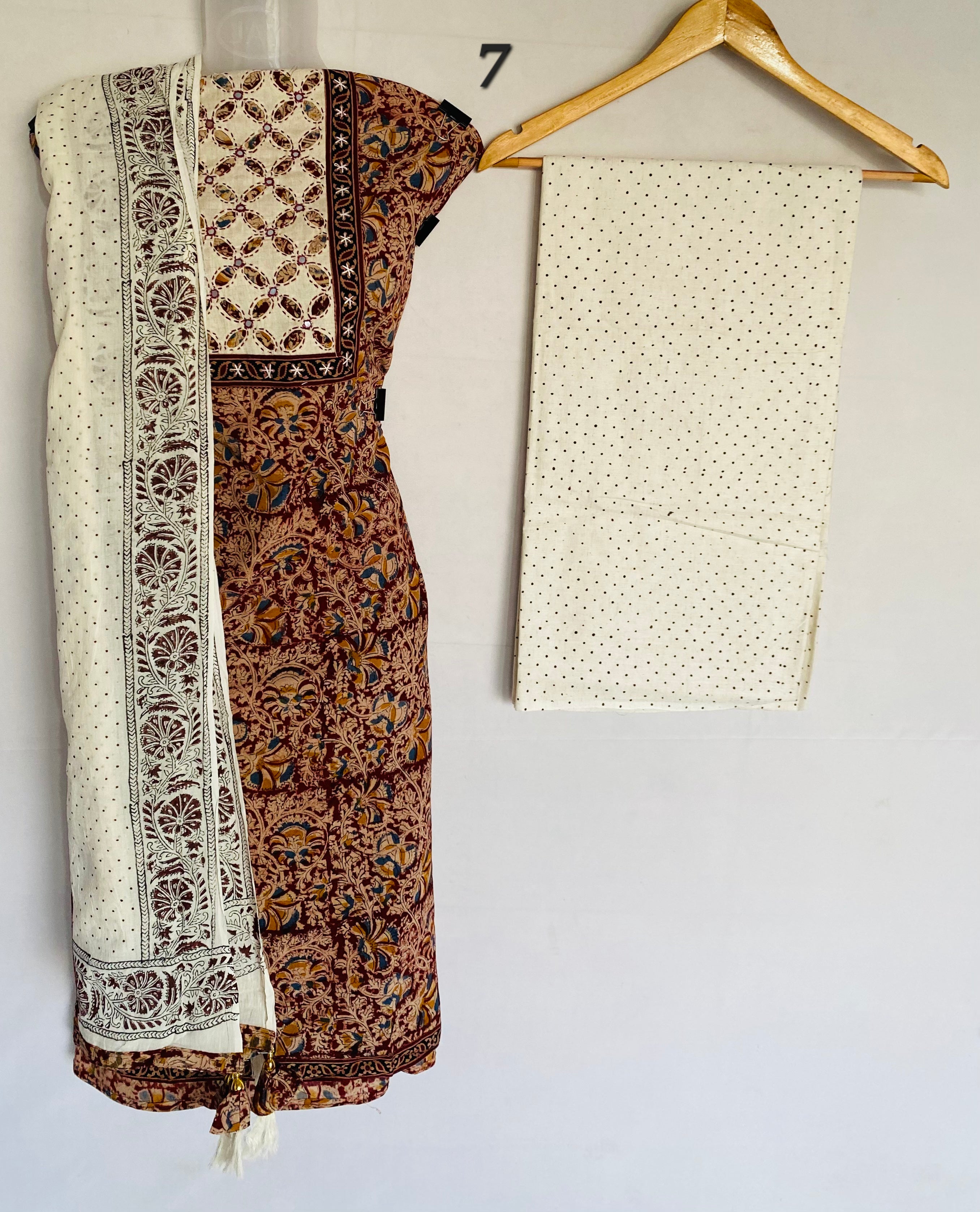 Applique Work Kalamkari Cotton Suit Material