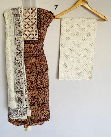 Applique Work Kalamkari Cotton Suit Material