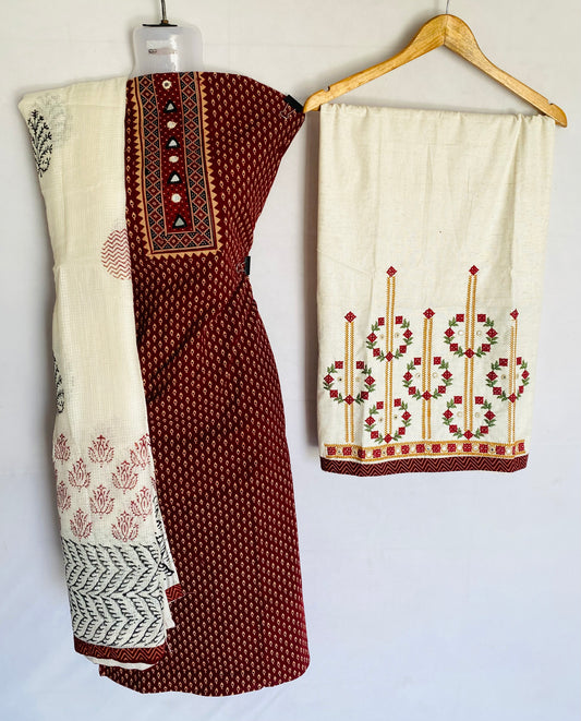 Vegetable Blockprint Kutchhi Cotton Suit Material