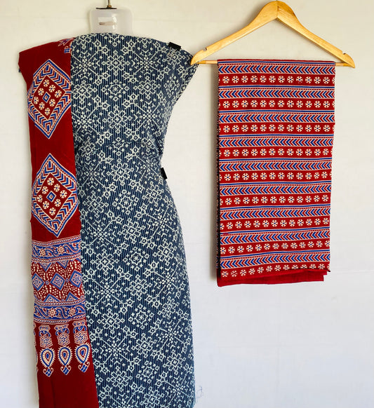 Ajarakh Kantha Cotton Suit Material