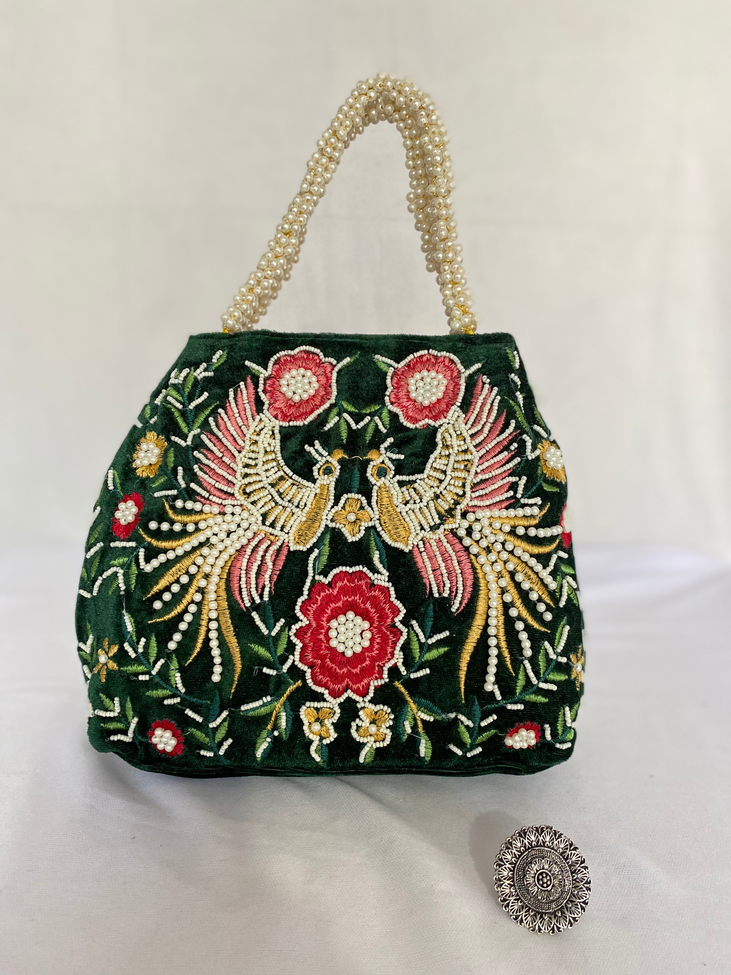 Velvet Bead Potli Bag