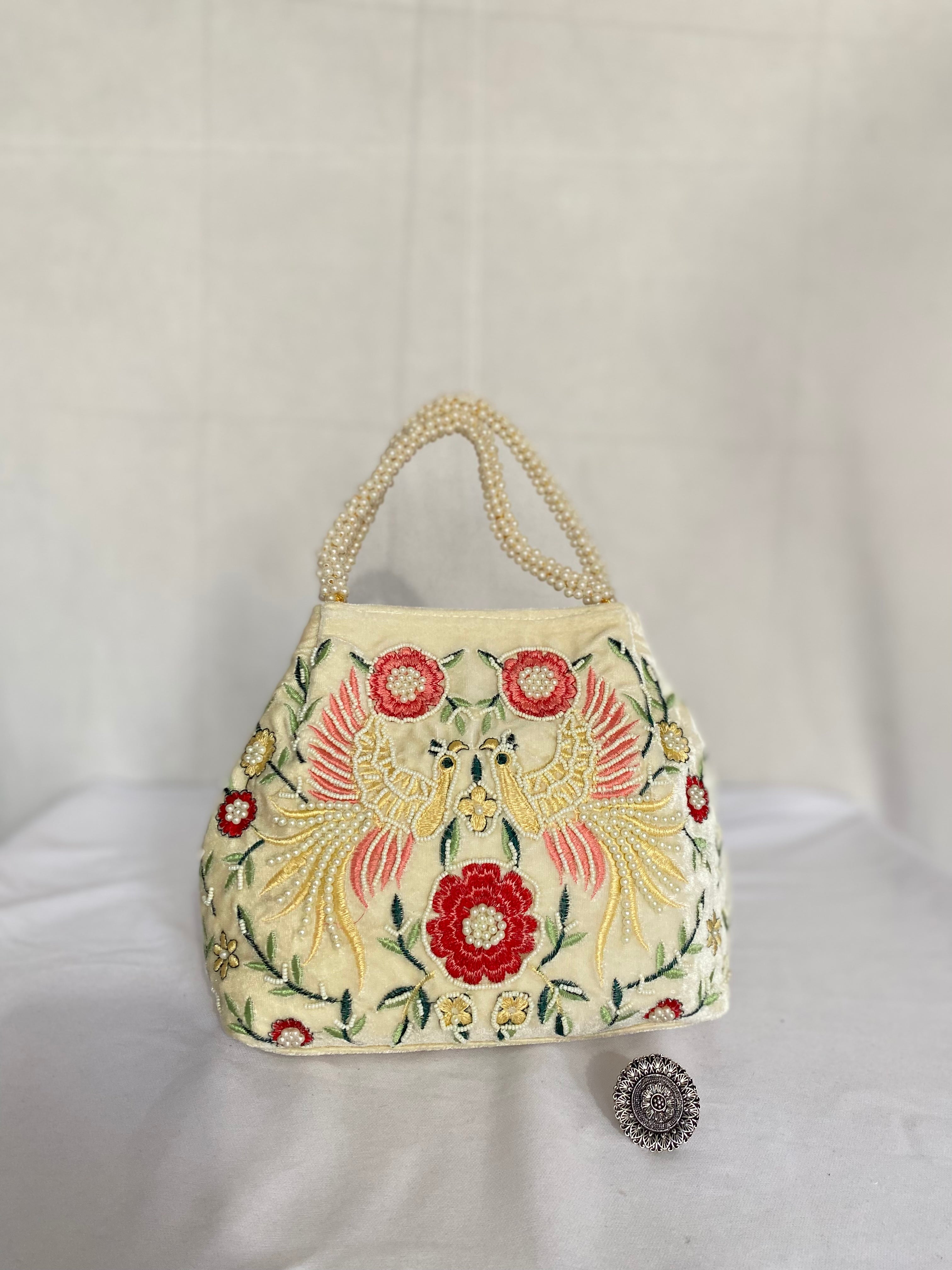 Velvet Bead Potli Bag