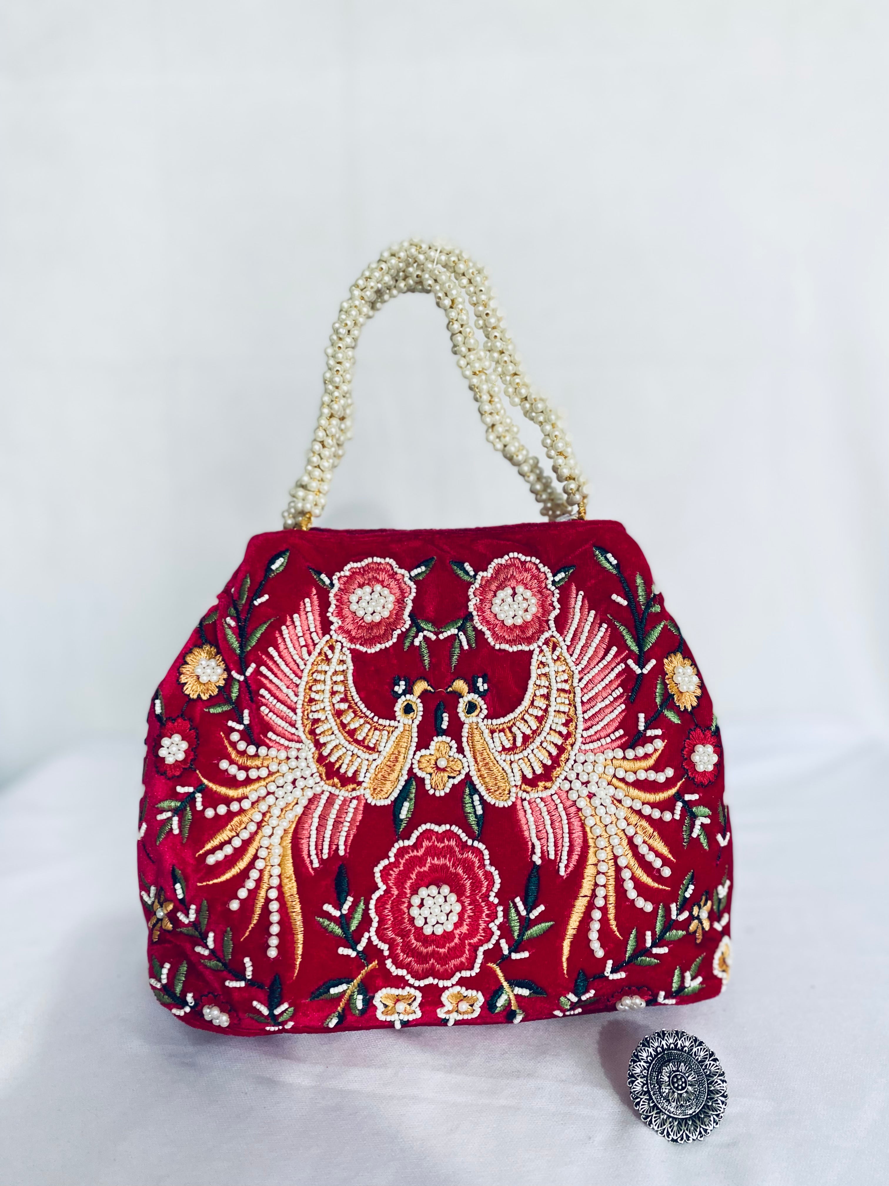 Velvet Bead Potli Bag