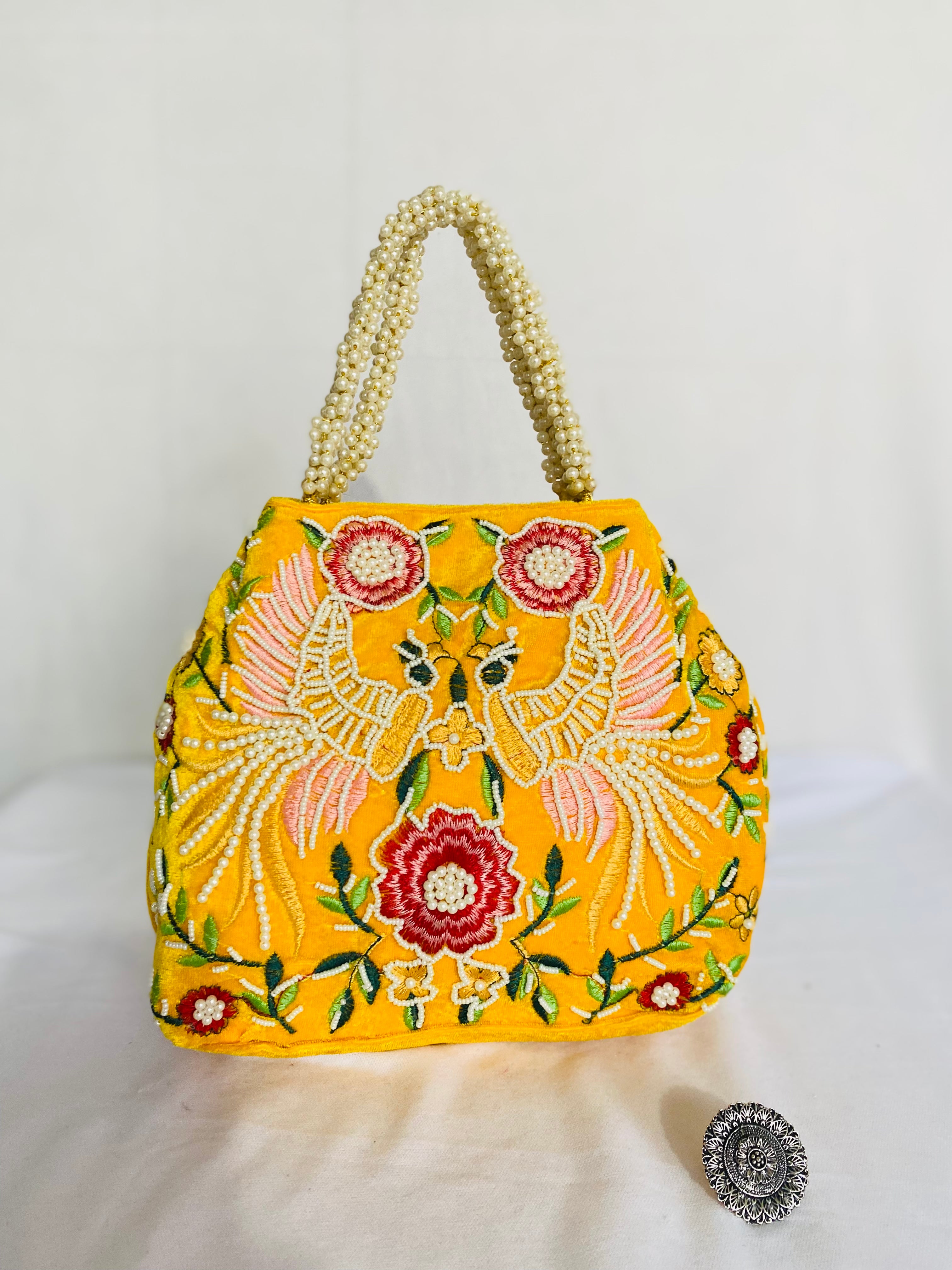 Velvet Bead Potli Bag