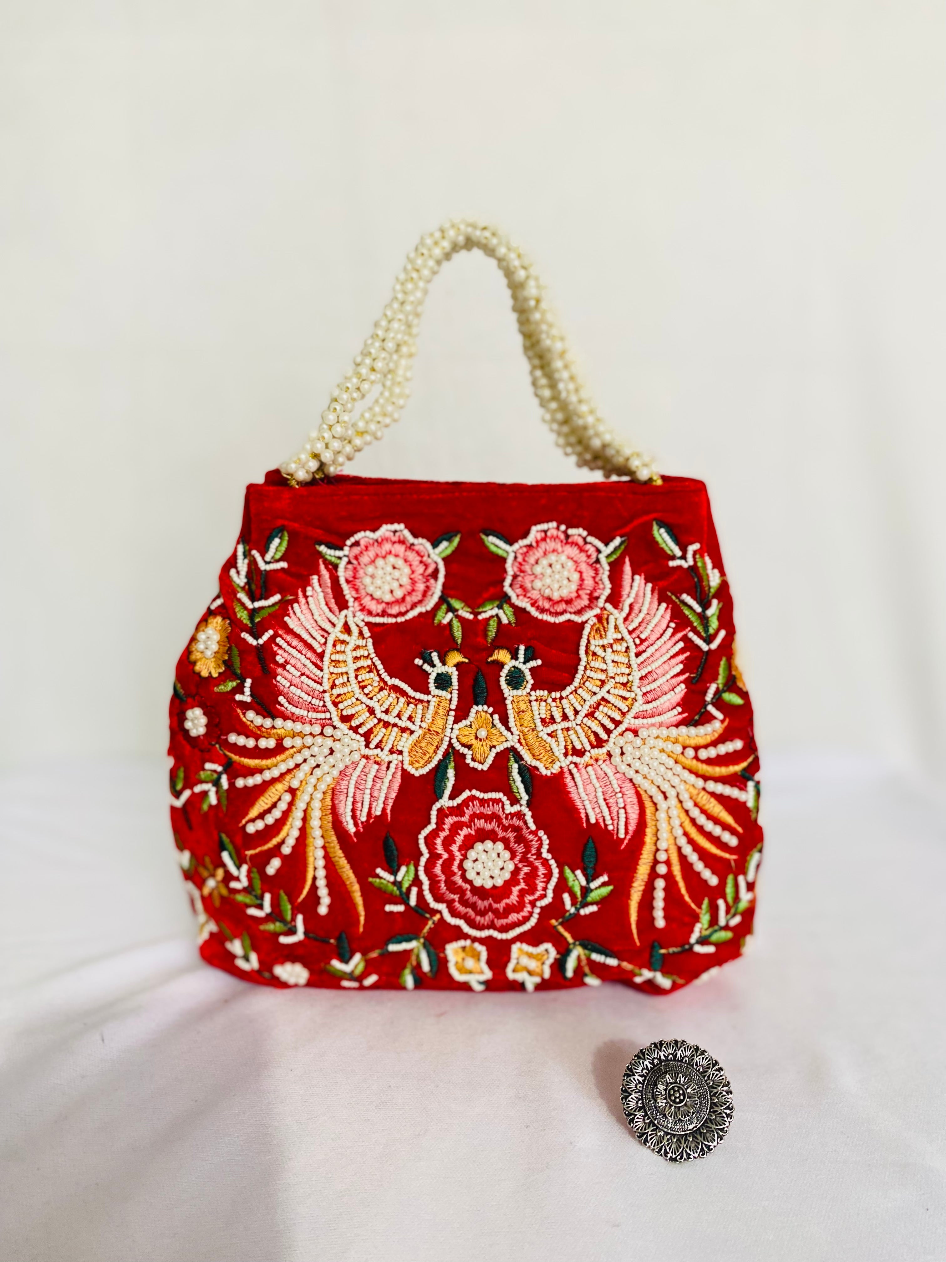 Velvet Bead Potli Bag