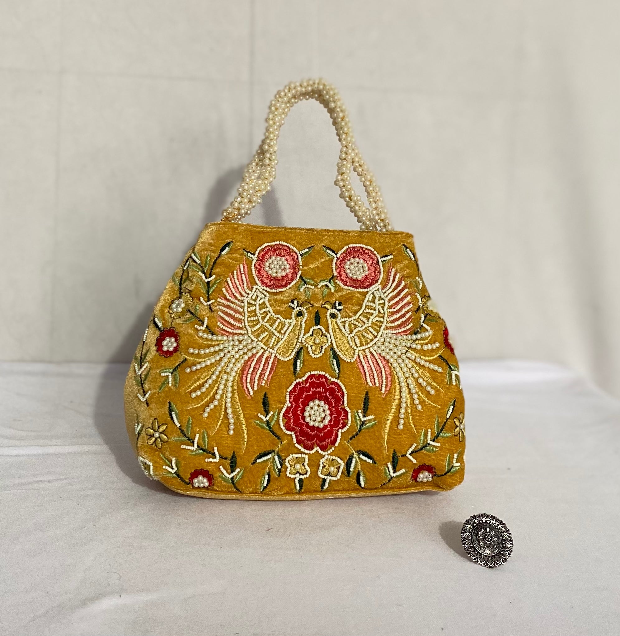 Velvet Bead Potli Bag