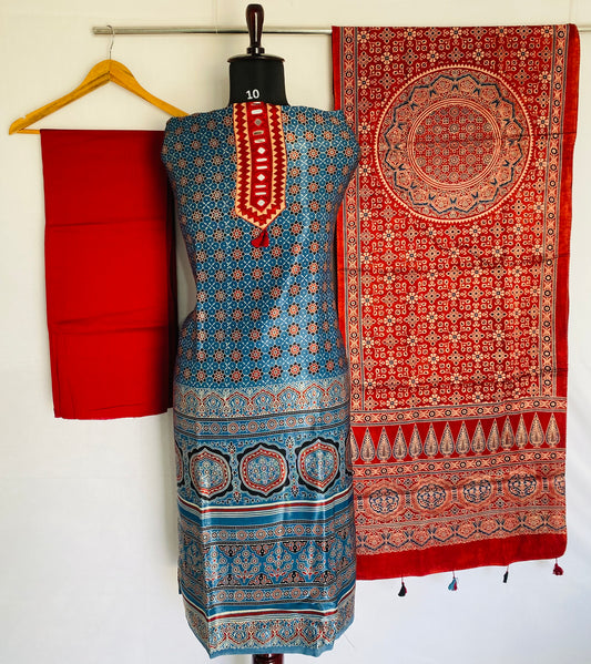 Ajarakh Mashroo Mirror Suit Material