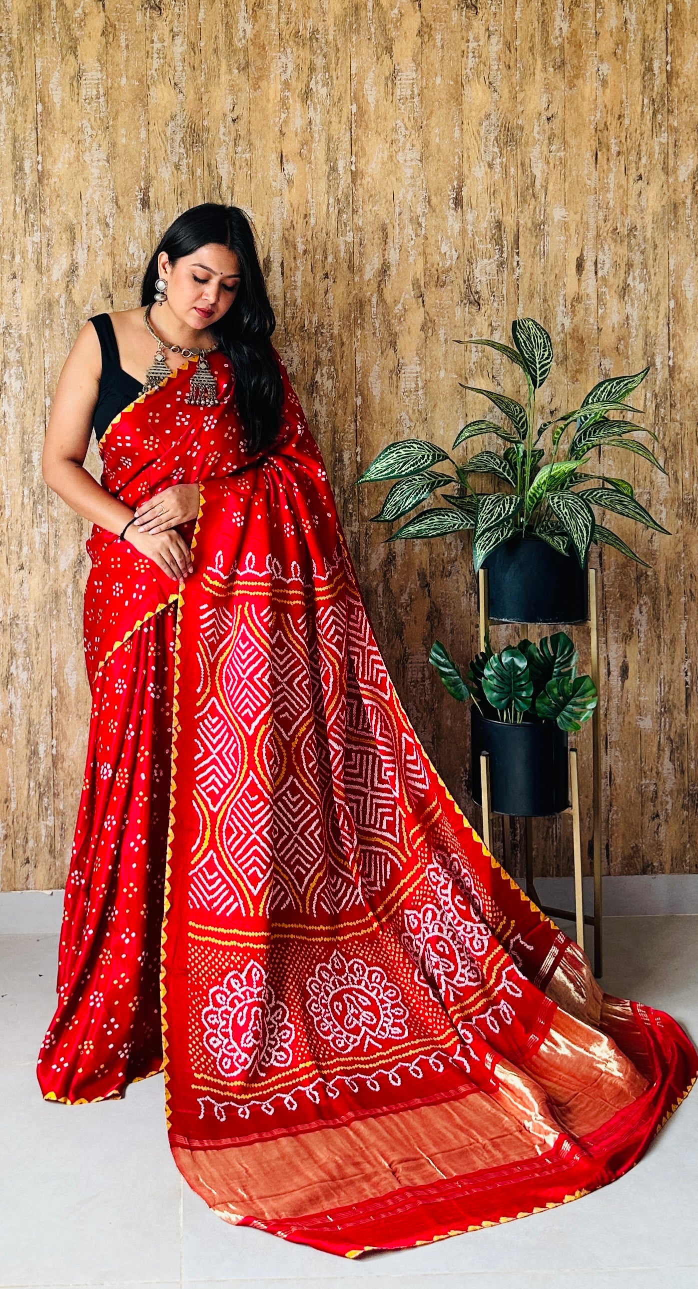 Premium Rai Bandhej Gaji Silk Saree