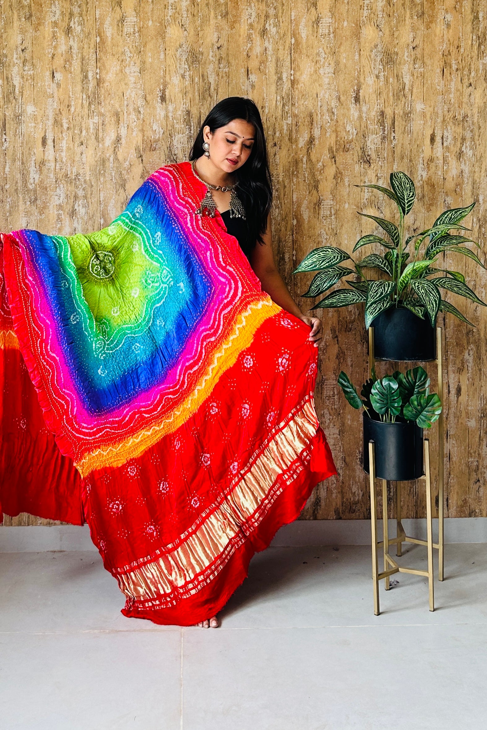 Bandhej Multy Gaji Silk Dupatta