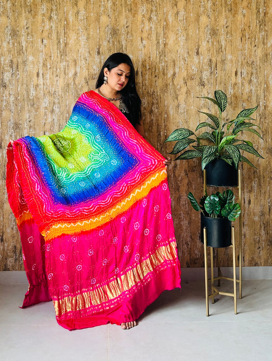 Bandhej Multy Gaji Silk Dupatta