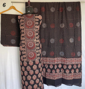 Ajarakh Cotton Natural Dye Mirror Suit Material RAKHIYO