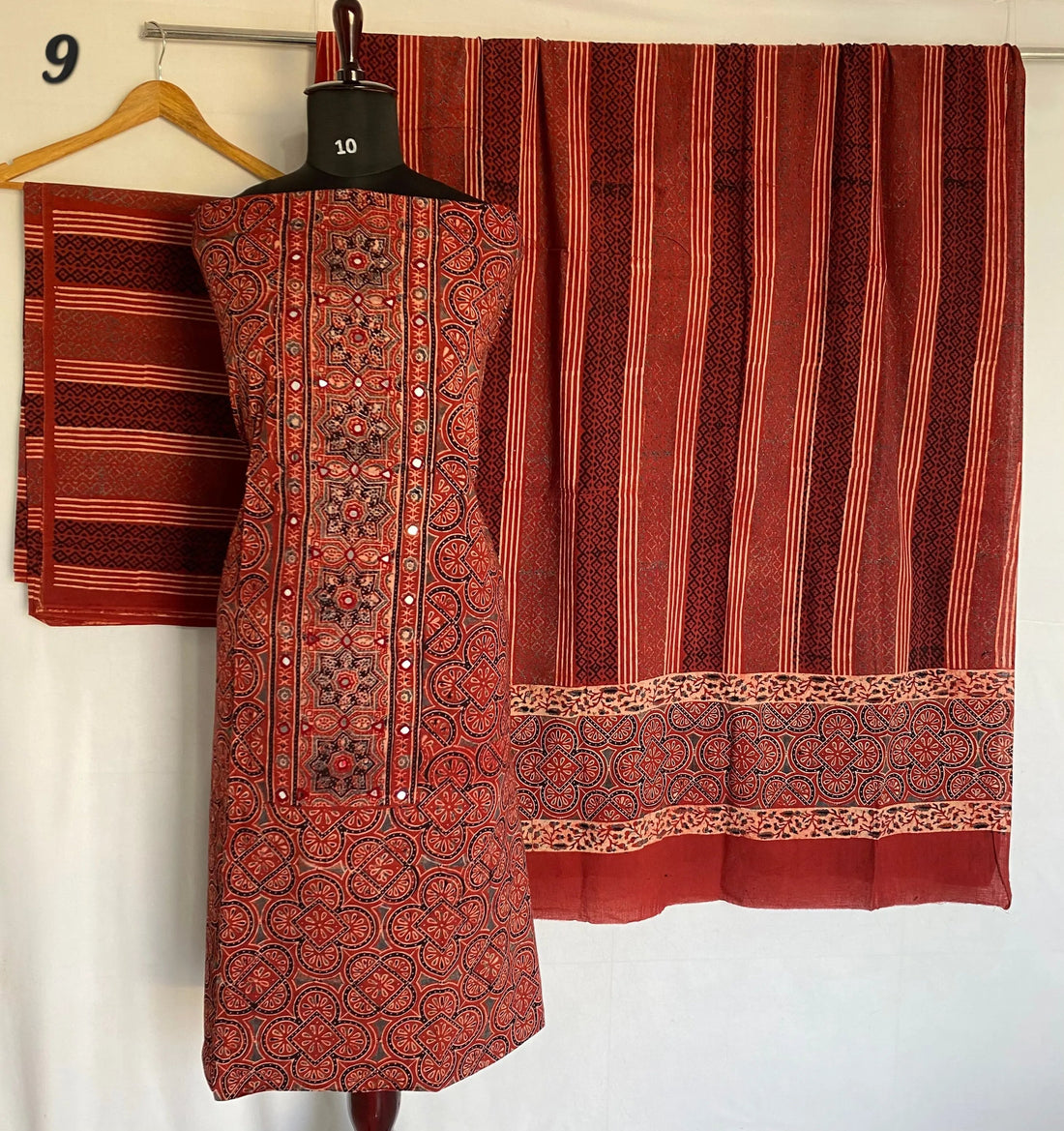 Ajarakh Cotton Natural Dye Mirror Suit Material RAKHIYO