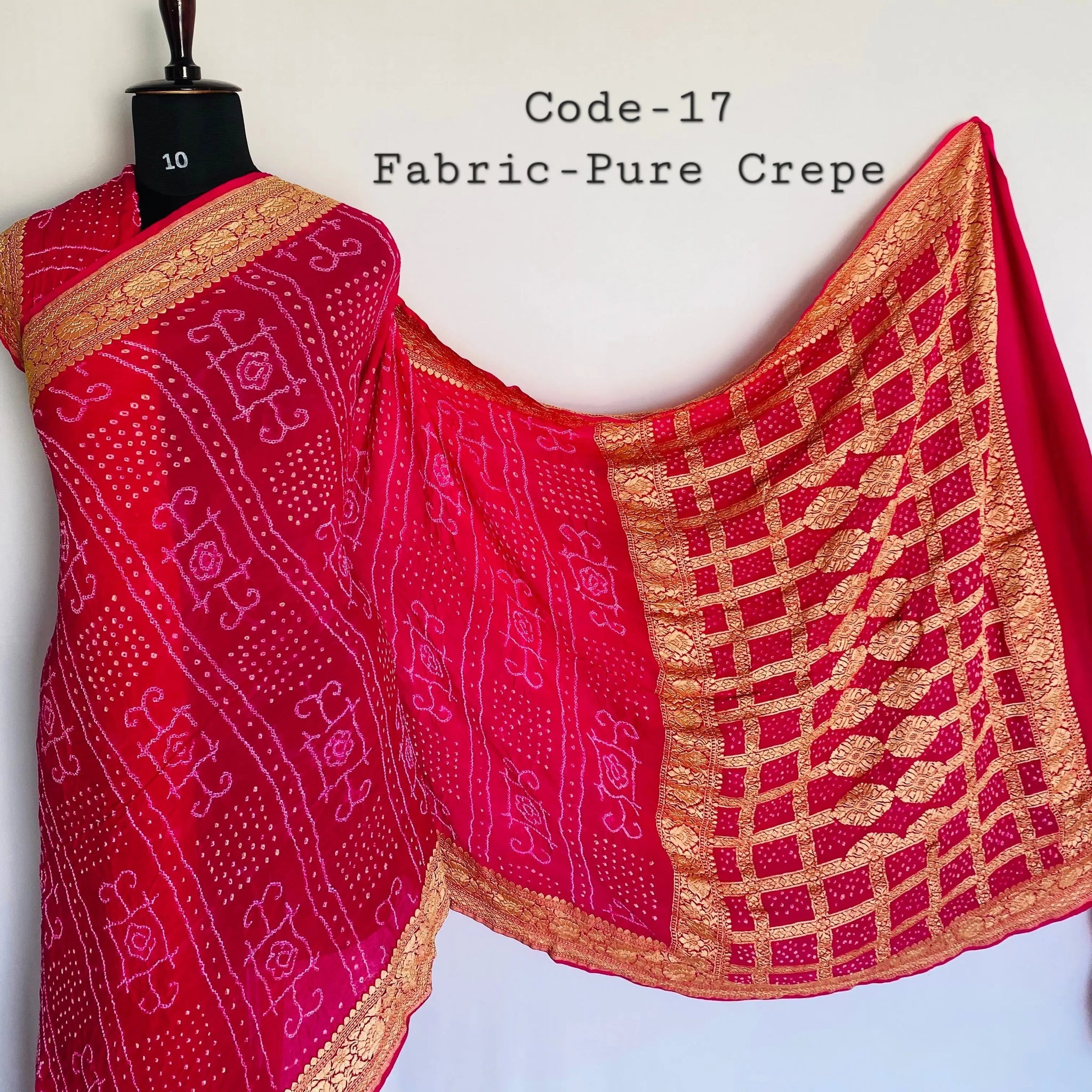 Premium Pure Crepe Bandhej Saree RAKHIYO