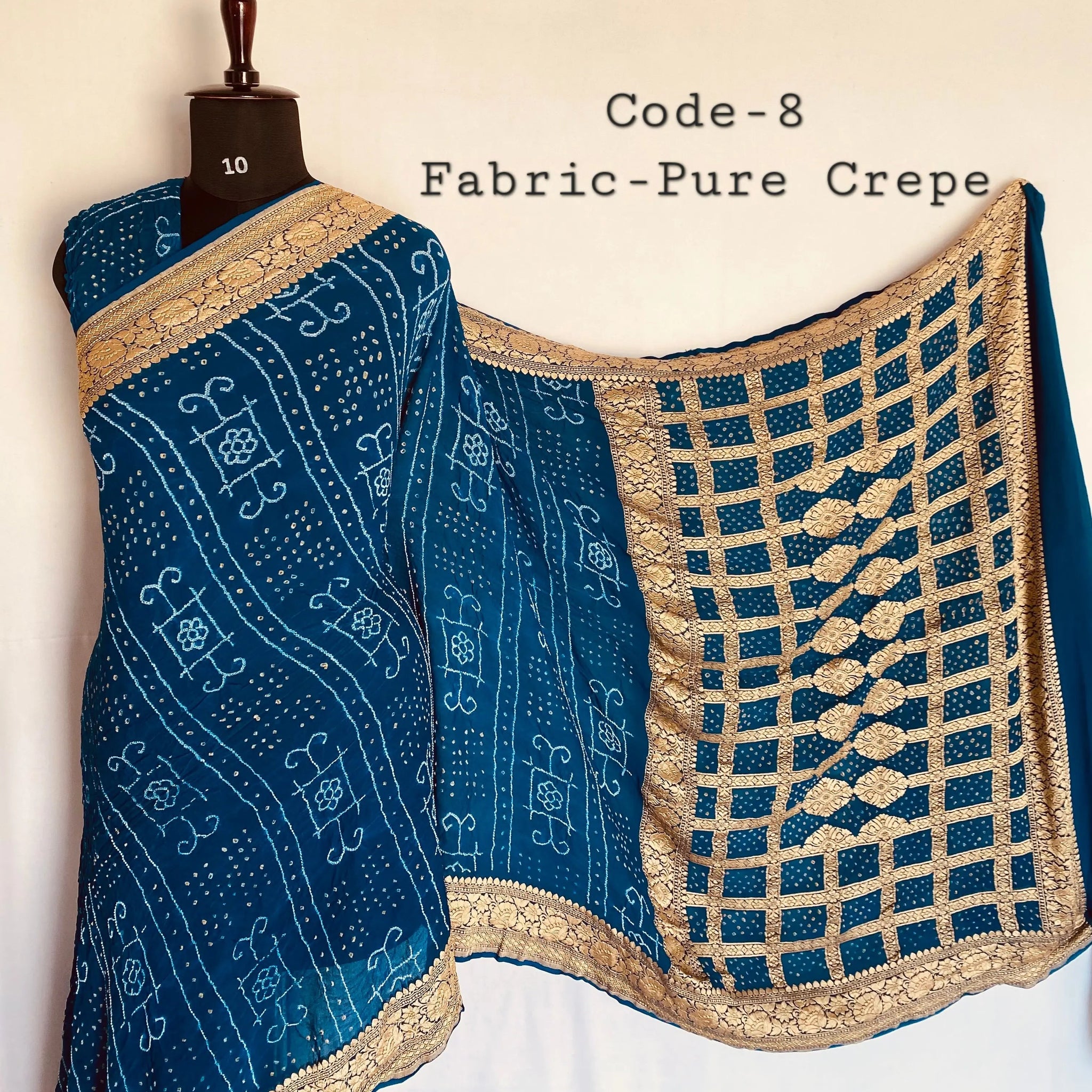 Premium Pure Crepe Bandhej Saree RAKHIYO