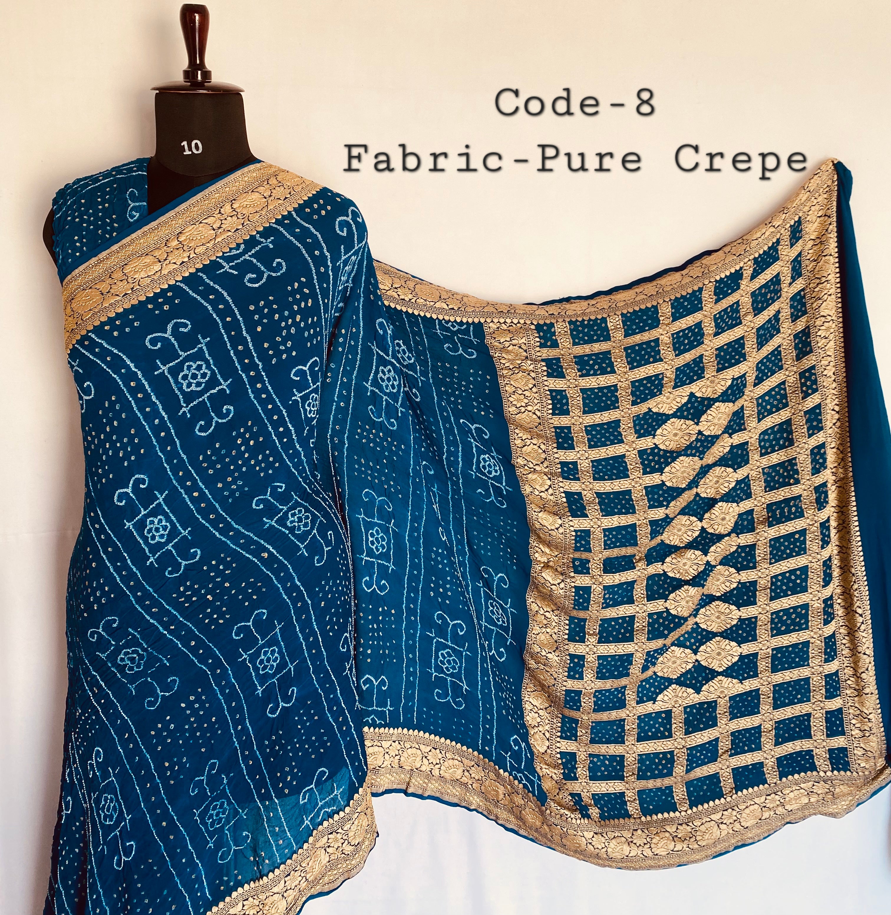 Premium Pure Crepe Bandhej Saree