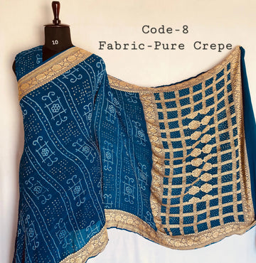 Premium Pure Crepe Bandhej Saree RAKHIYO