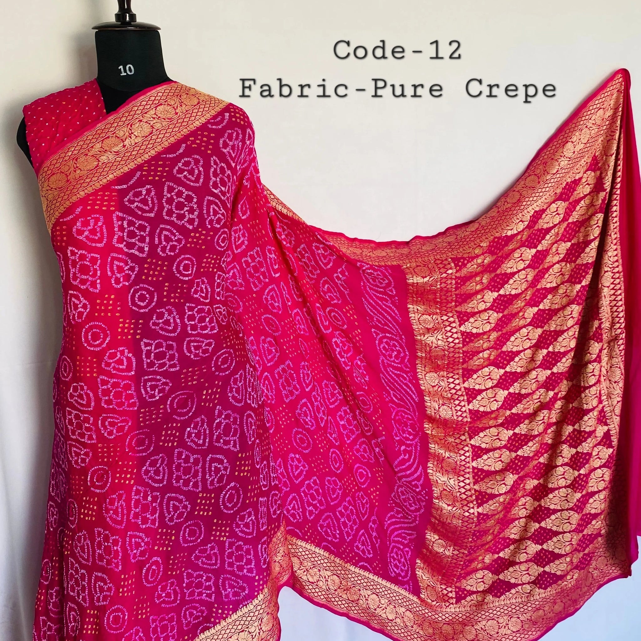 Premium Pure Crepe Bandhej Saree RAKHIYO