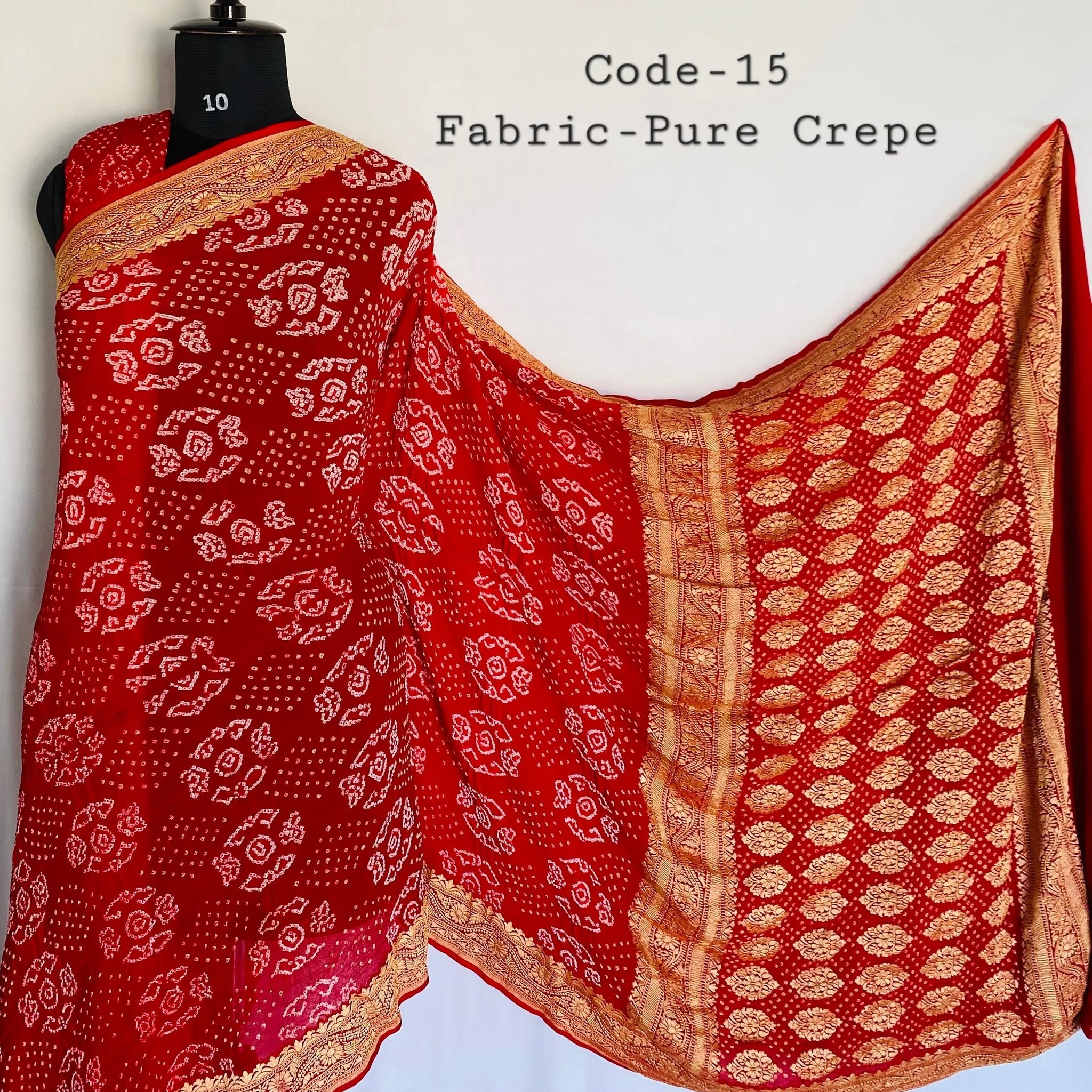Premium Pure Crepe Bandhej Saree RAKHIYO