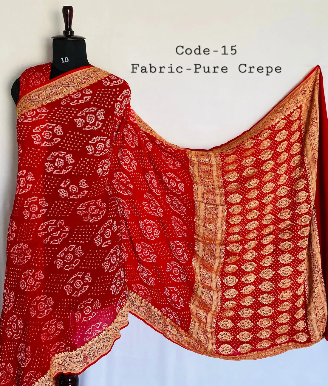 Premium Pure Crepe Bandhej Saree RAKHIYO
