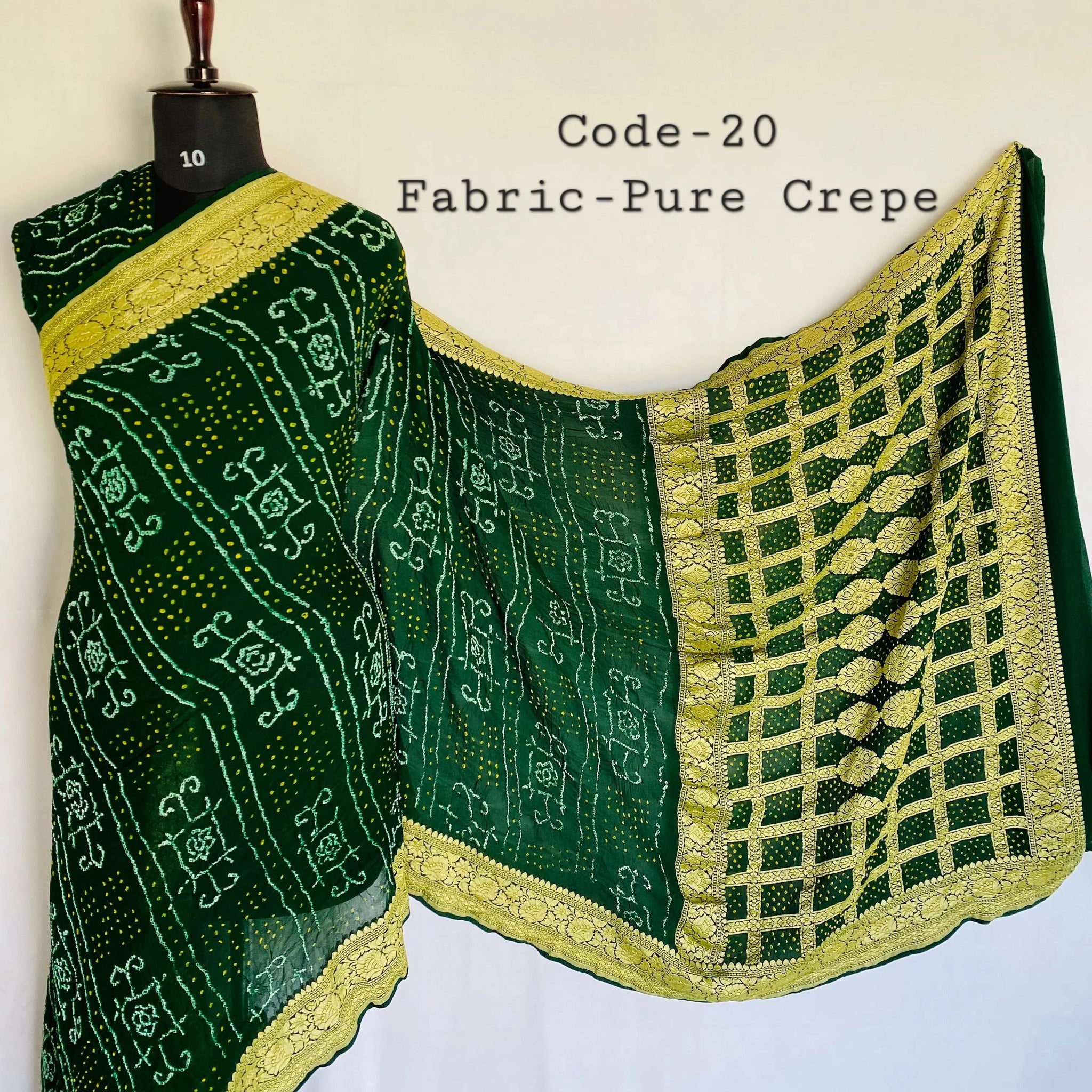 Premium Pure Crepe Bandhej Saree RAKHIYO