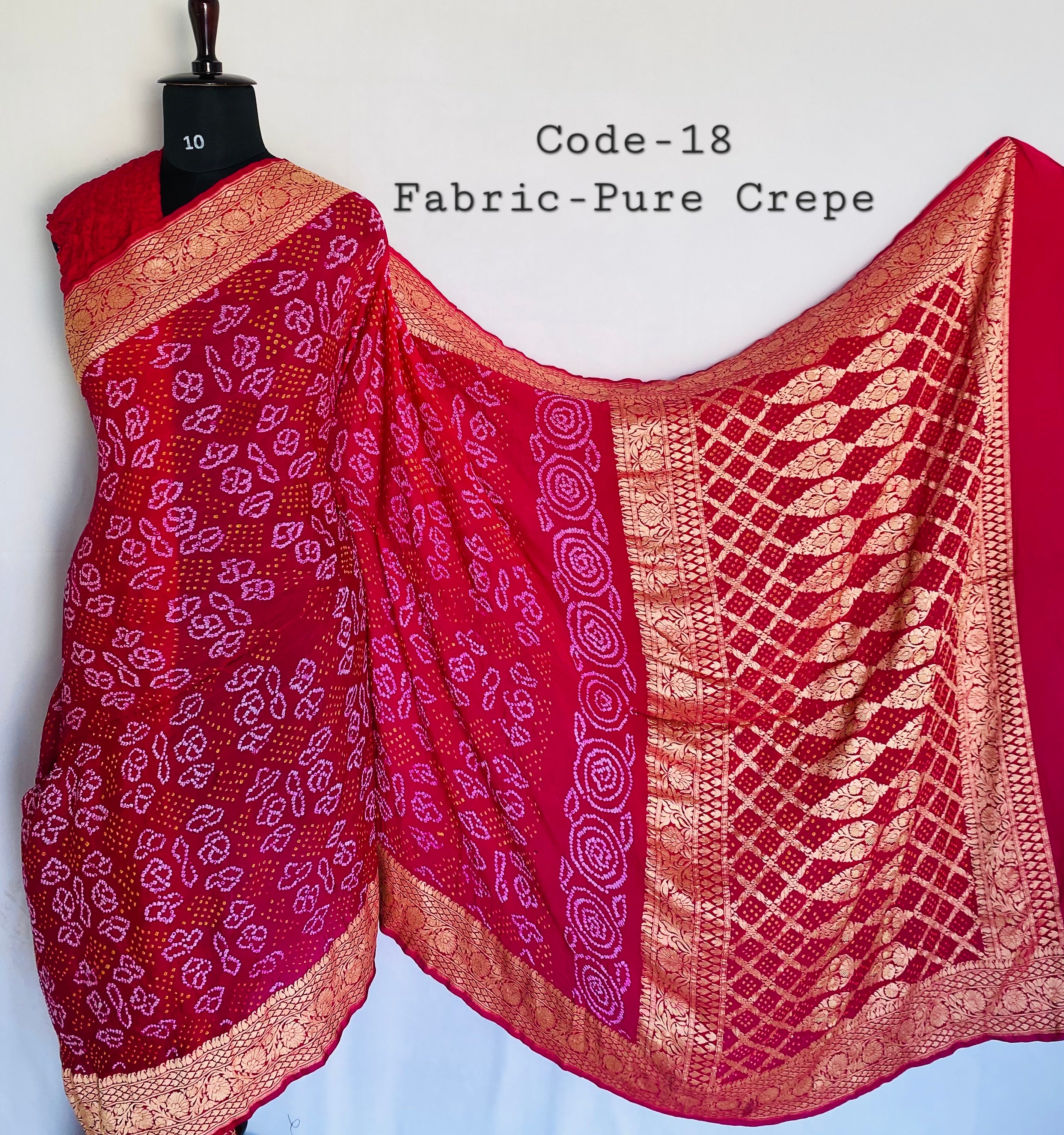 Premium Pure Crepe Bandhej Saree