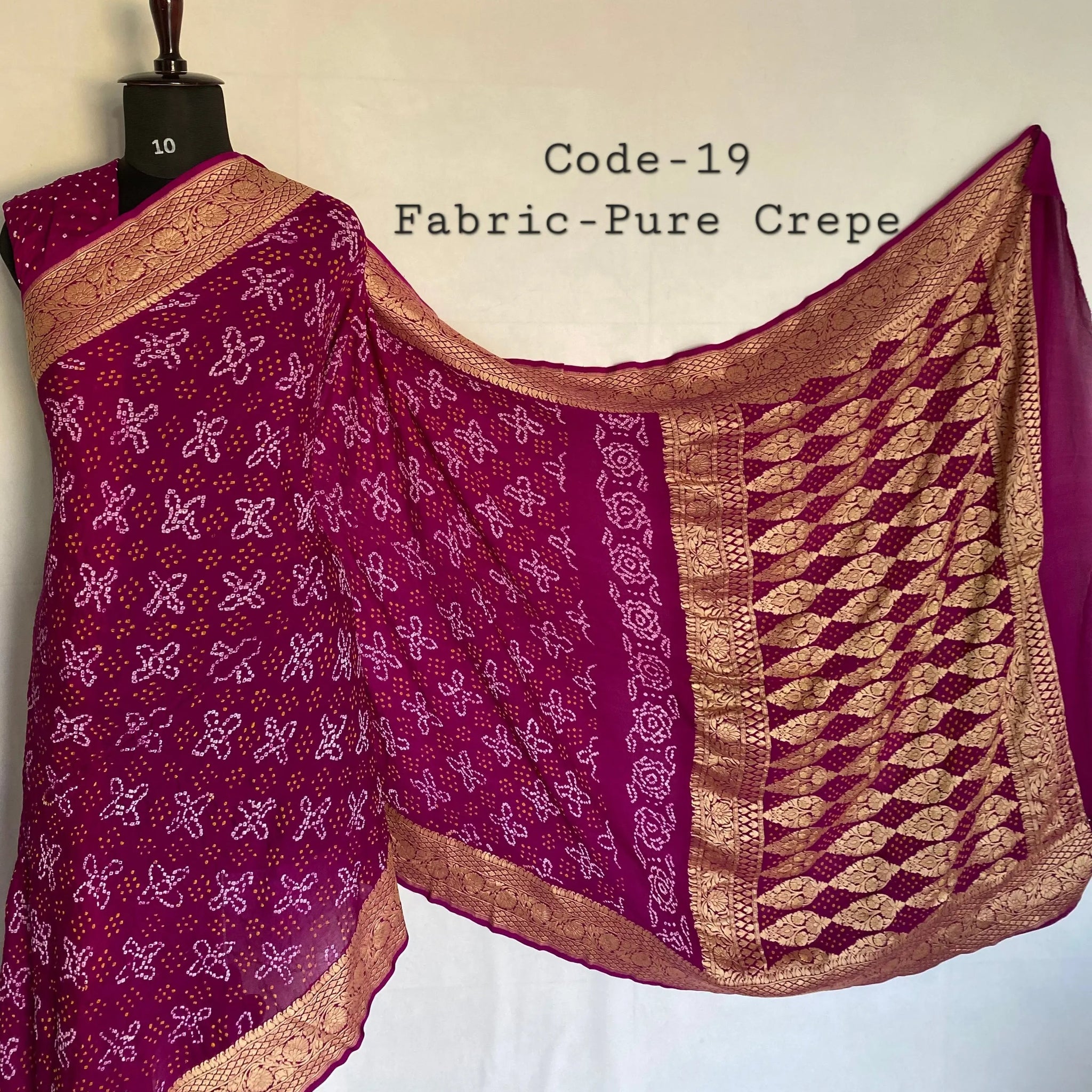 Premium Pure Crepe Bandhej Saree RAKHIYO