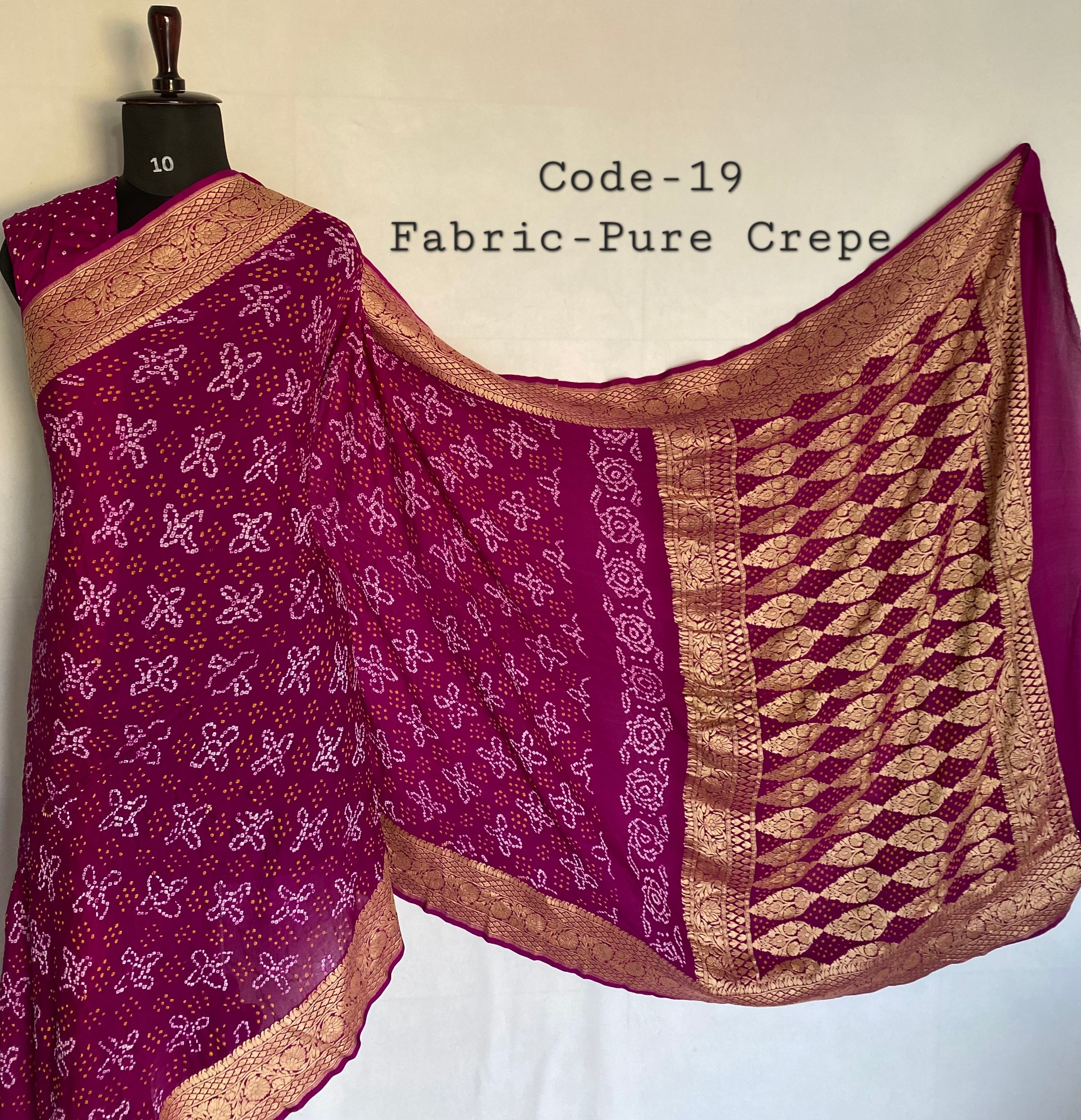 Premium Pure Crepe Bandhej Saree