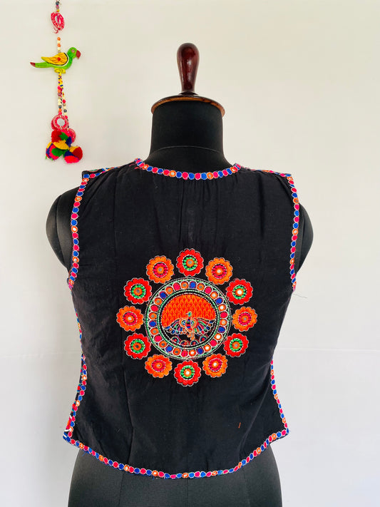 Black Peacock Embroidered Jacket