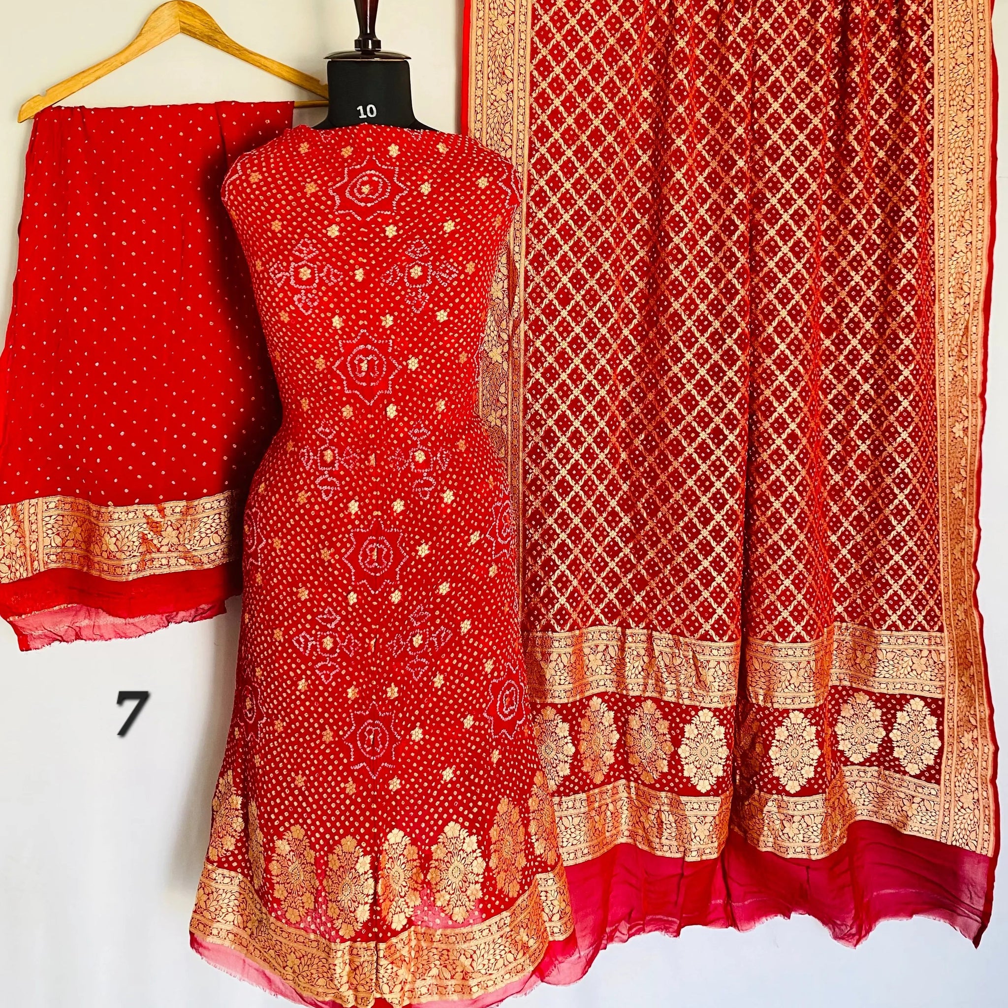 Banarasi-Bandhani Pure Georgett Suit Material RAKHIYO
